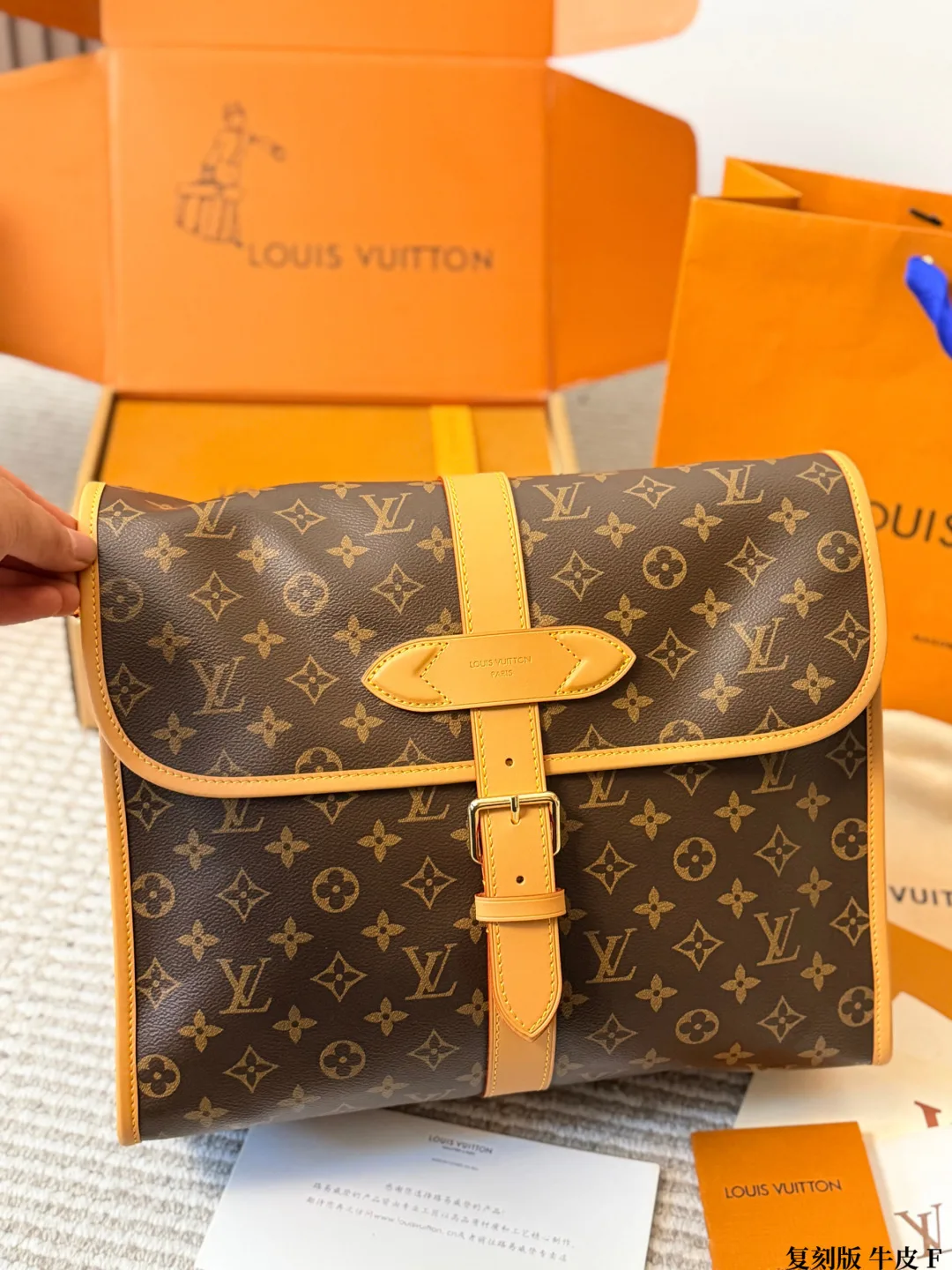 Louis Vuitton Cowhide Canvas Crossbody Bag in Brown · view 3