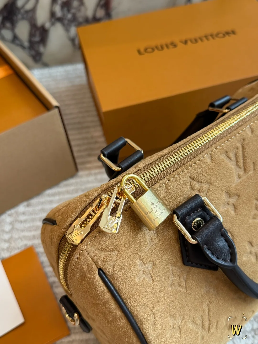 Louis Vuitton Suede Monogram Pillow Handbag in Tan · view 3