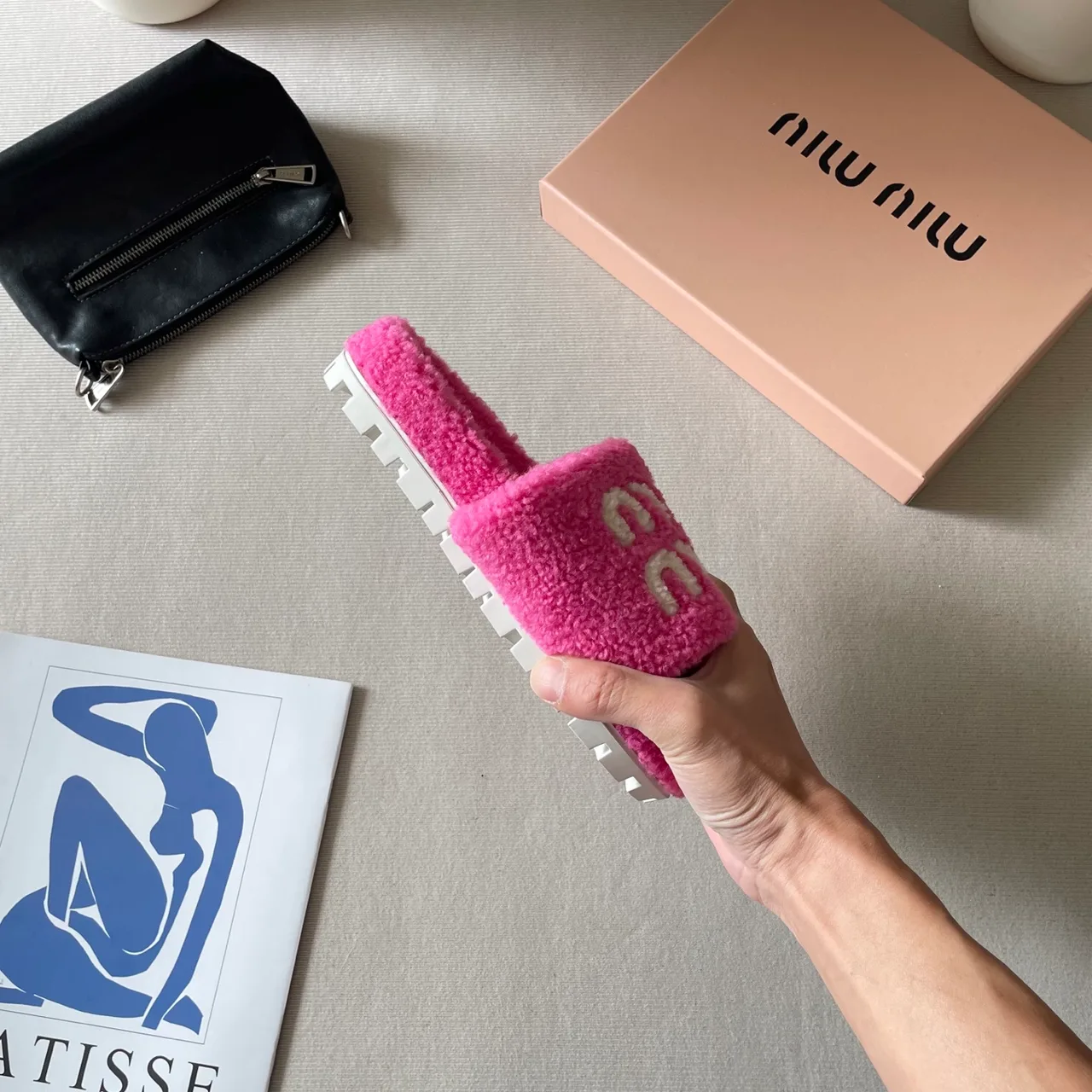 Miu Miu Wool Slippers in Pink · view 8