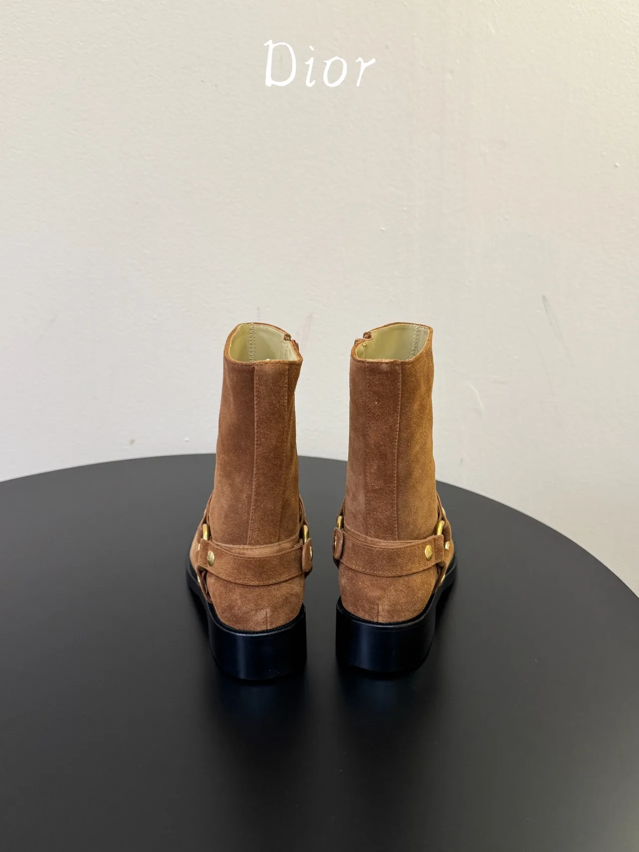 Dior Suede-Look Round-Toe Ankle Boots in Brown · view 8