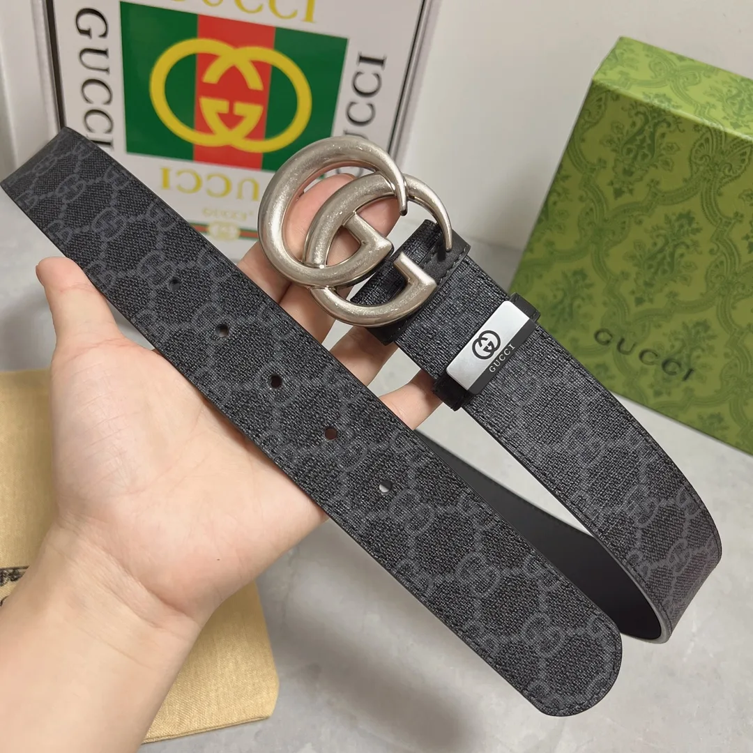 Gucci Cowhide Glossy Belt in Grey · view 2