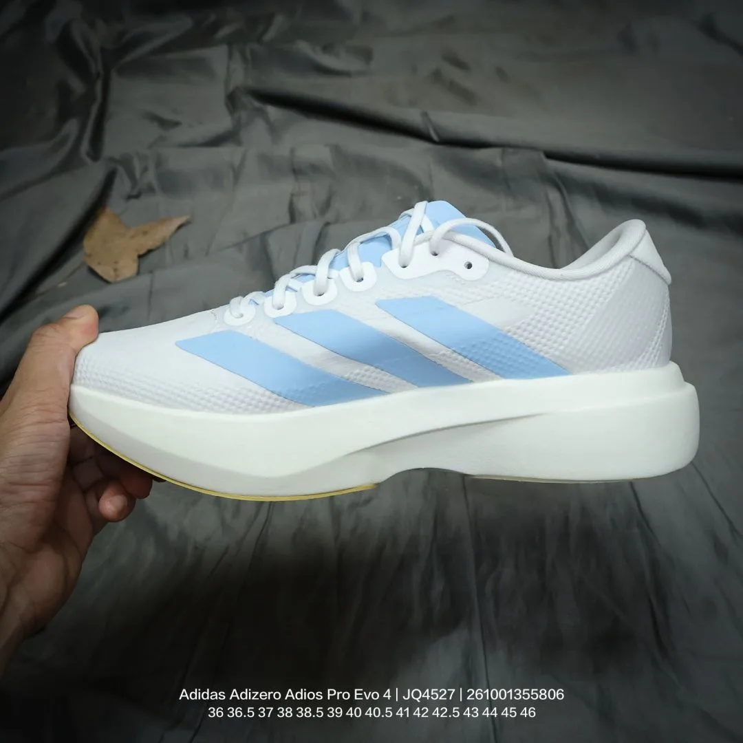 Adidas Striped Adizero Adios Pro Evo 4 Sneakers in White · view 3