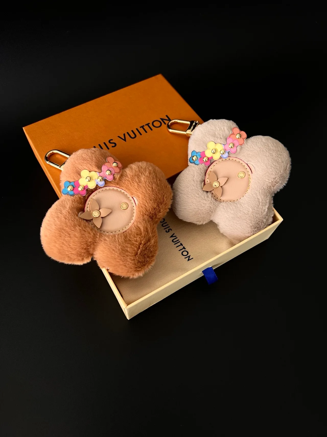 Louis Vuitton Flower Bag Charm in Black & White & Brown & Beige & Purple & Red & Pink & Blue & Yellow · view 2