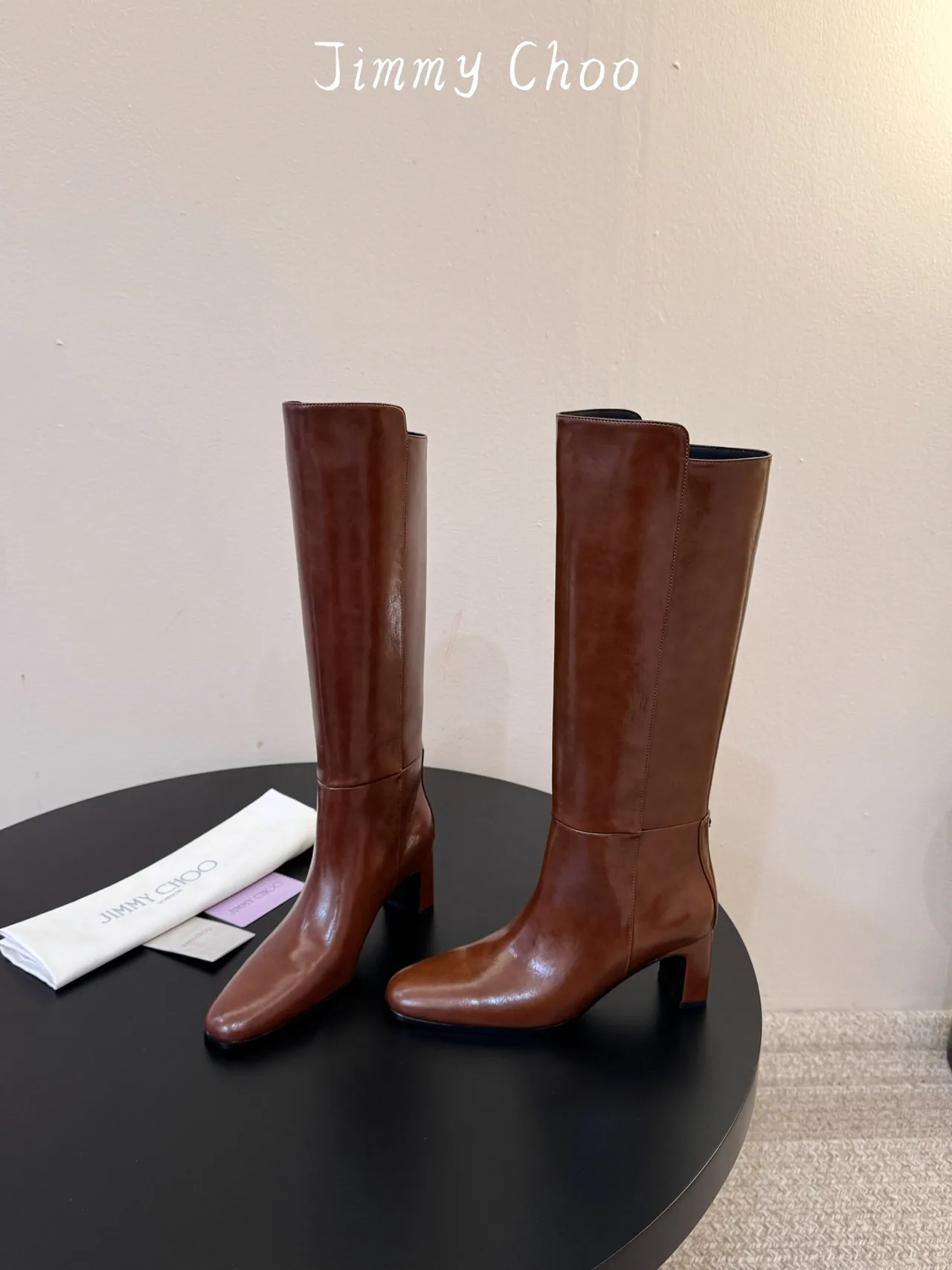 Jimmy Choo Cowhide Knee-High Boots in Brown · view 3