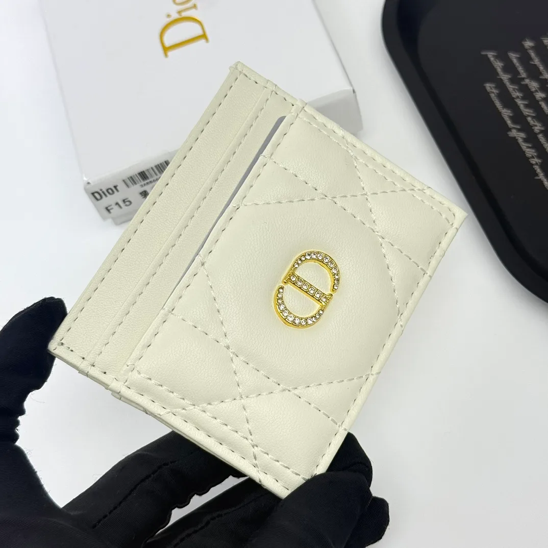 Dior Calfskin Quilted CD Cardholder in White · view 3