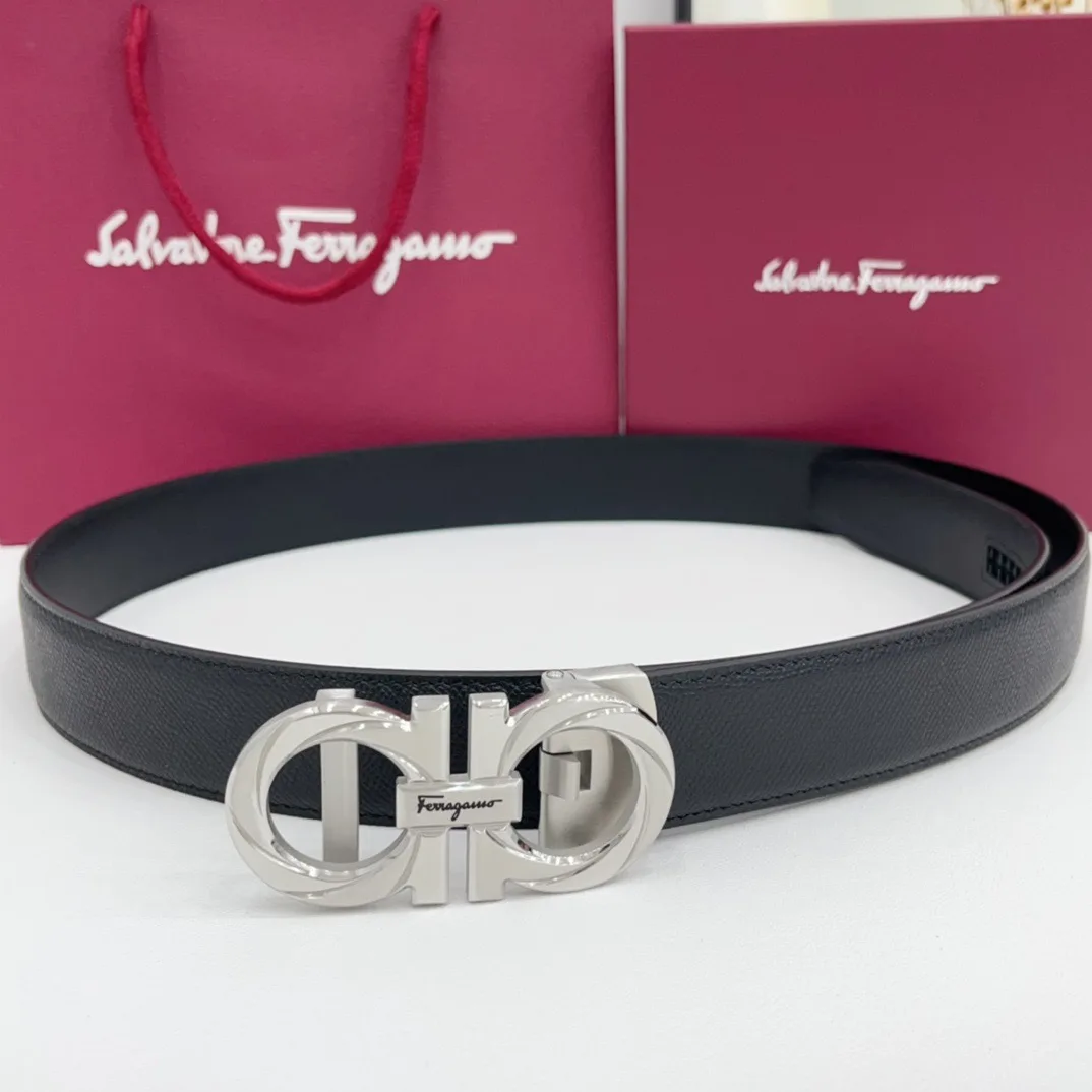 Ferragamo Calfskin Belt in Black · view 2