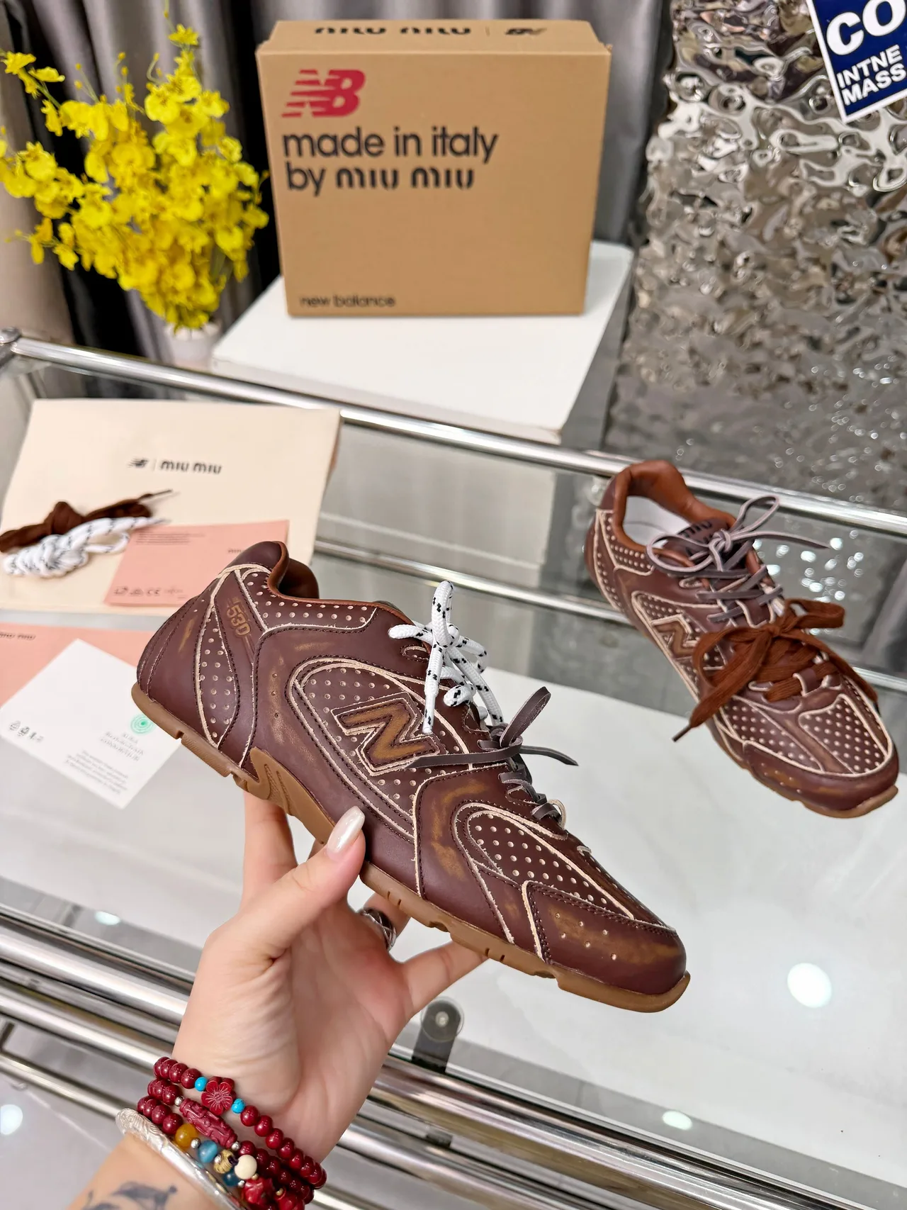 Miu Miu Cowhide 530SL Sneakers in Brown · view 8