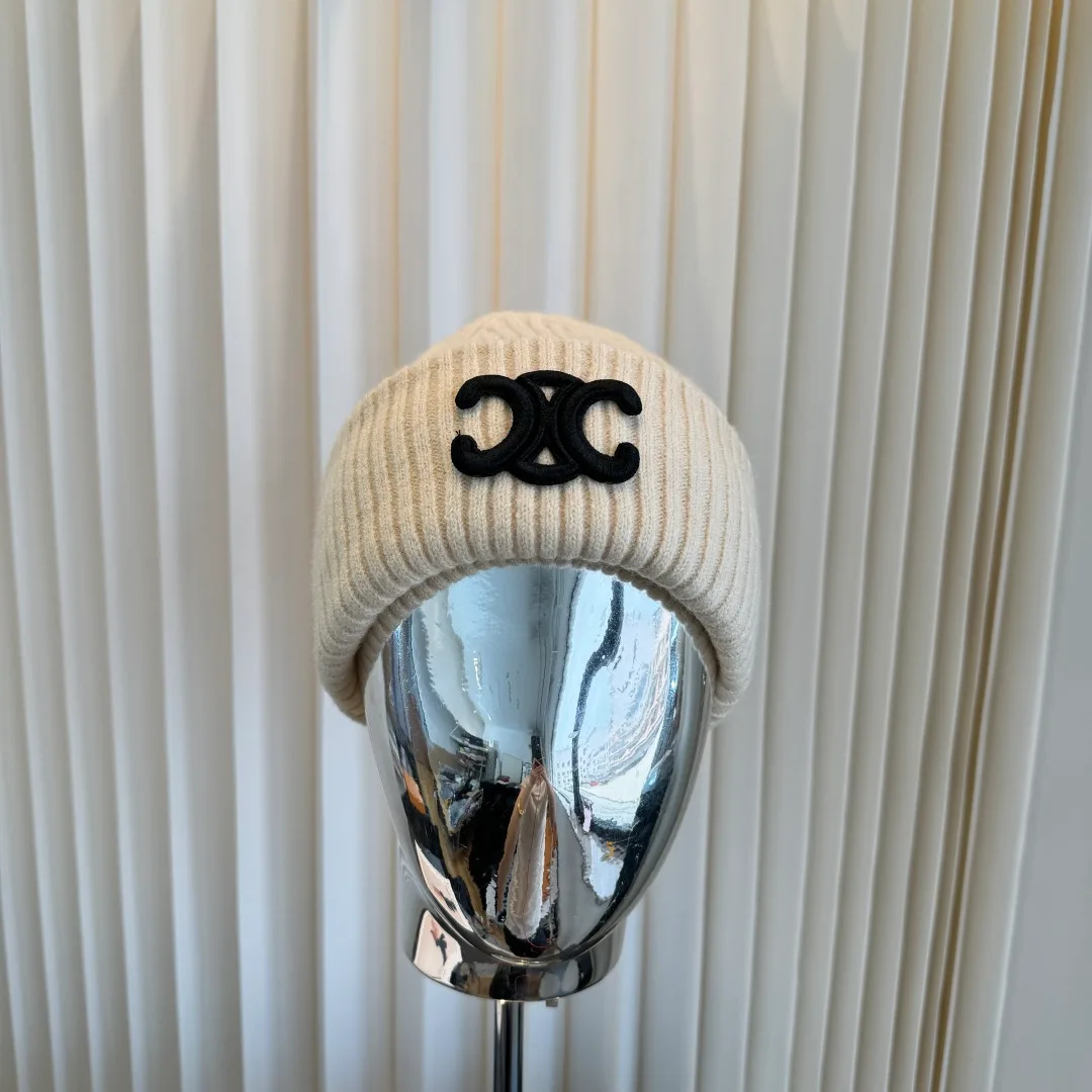 Celine Ribbed Beanie in White · view 3