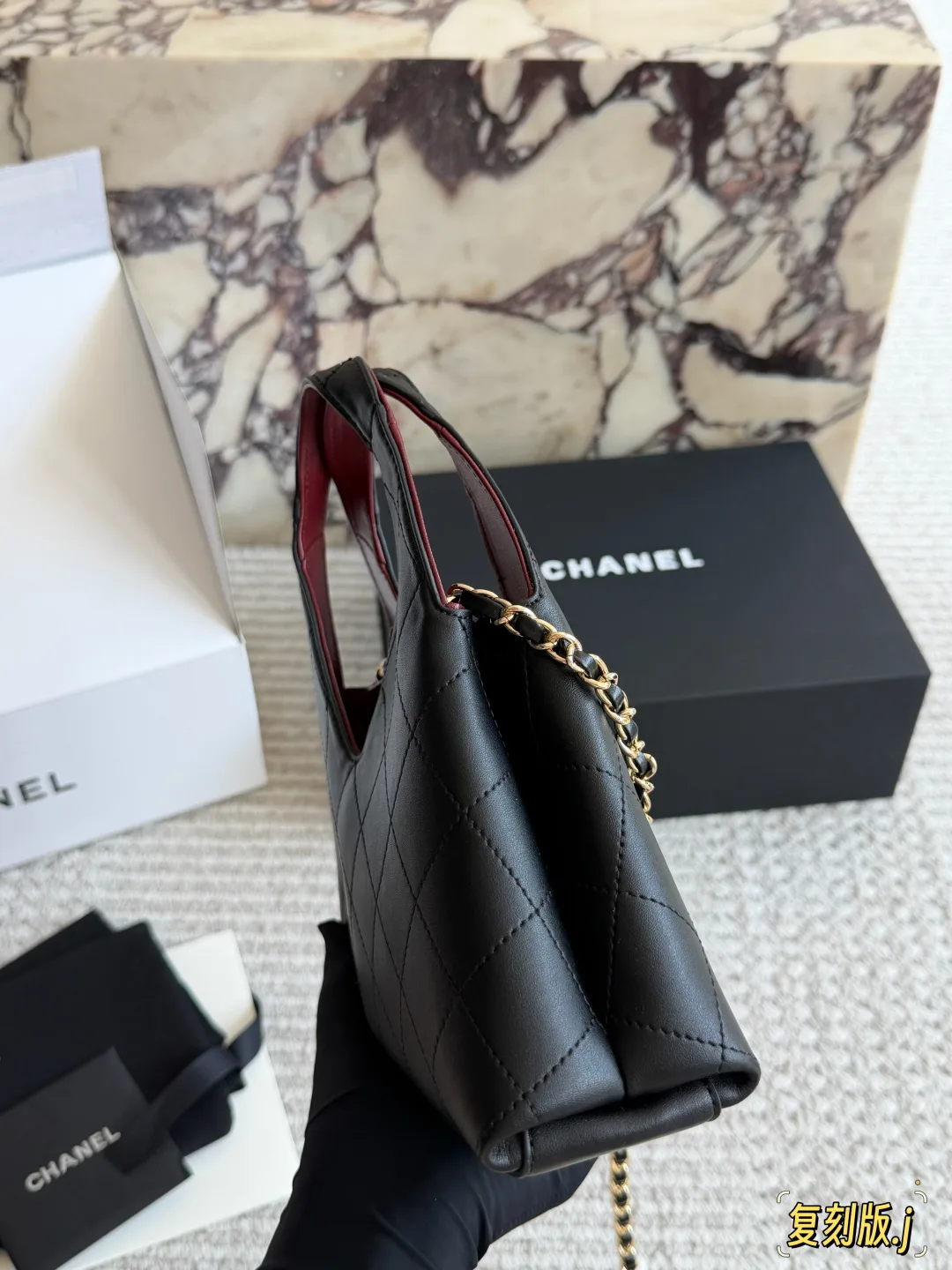 Chanel Quilted Glossy Crossbody Bag in Black · view 2