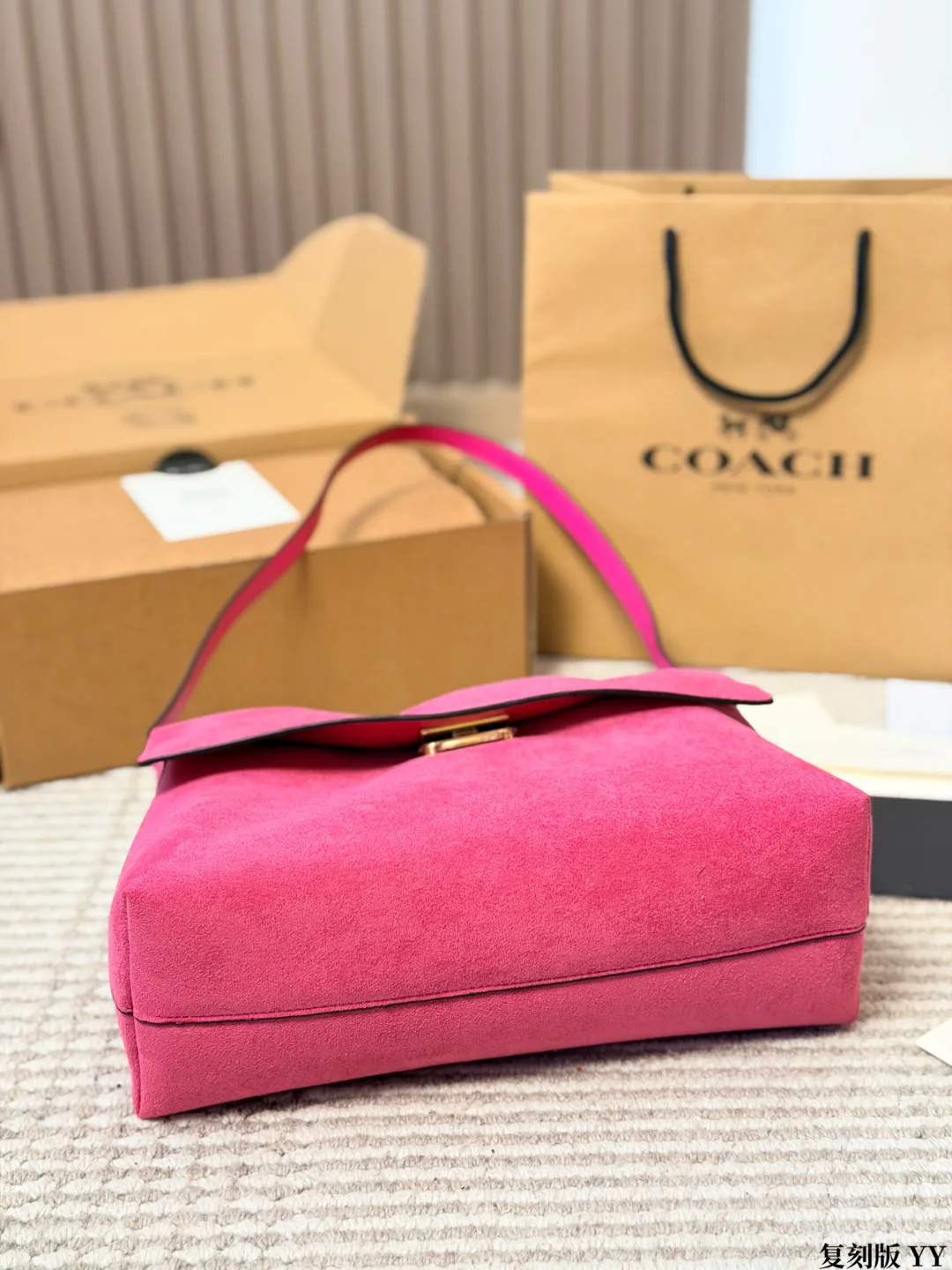 Coach Suede Clutch in Pink · view 3