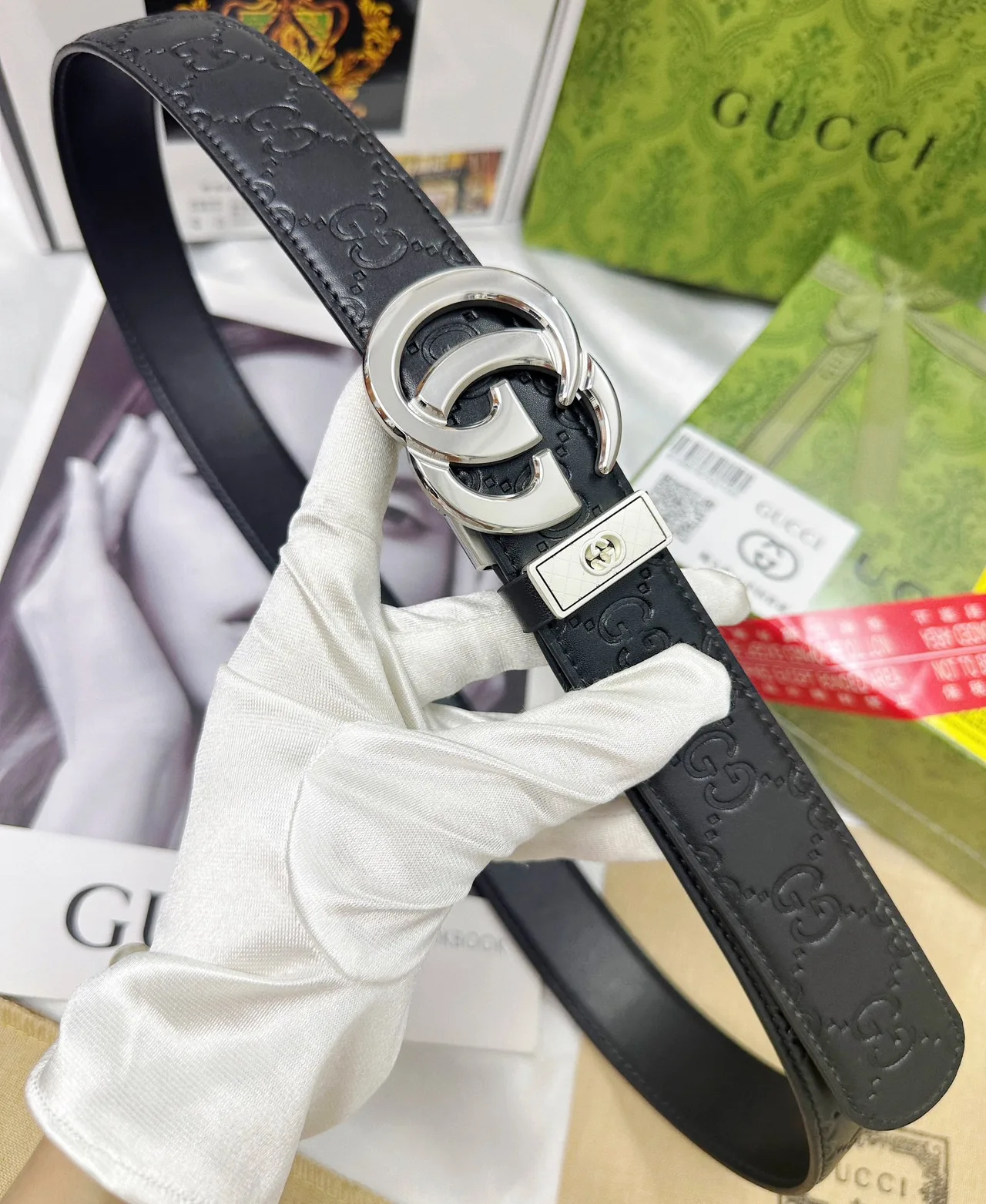 Gucci Calfskin Smooth Belt in Black · view 7