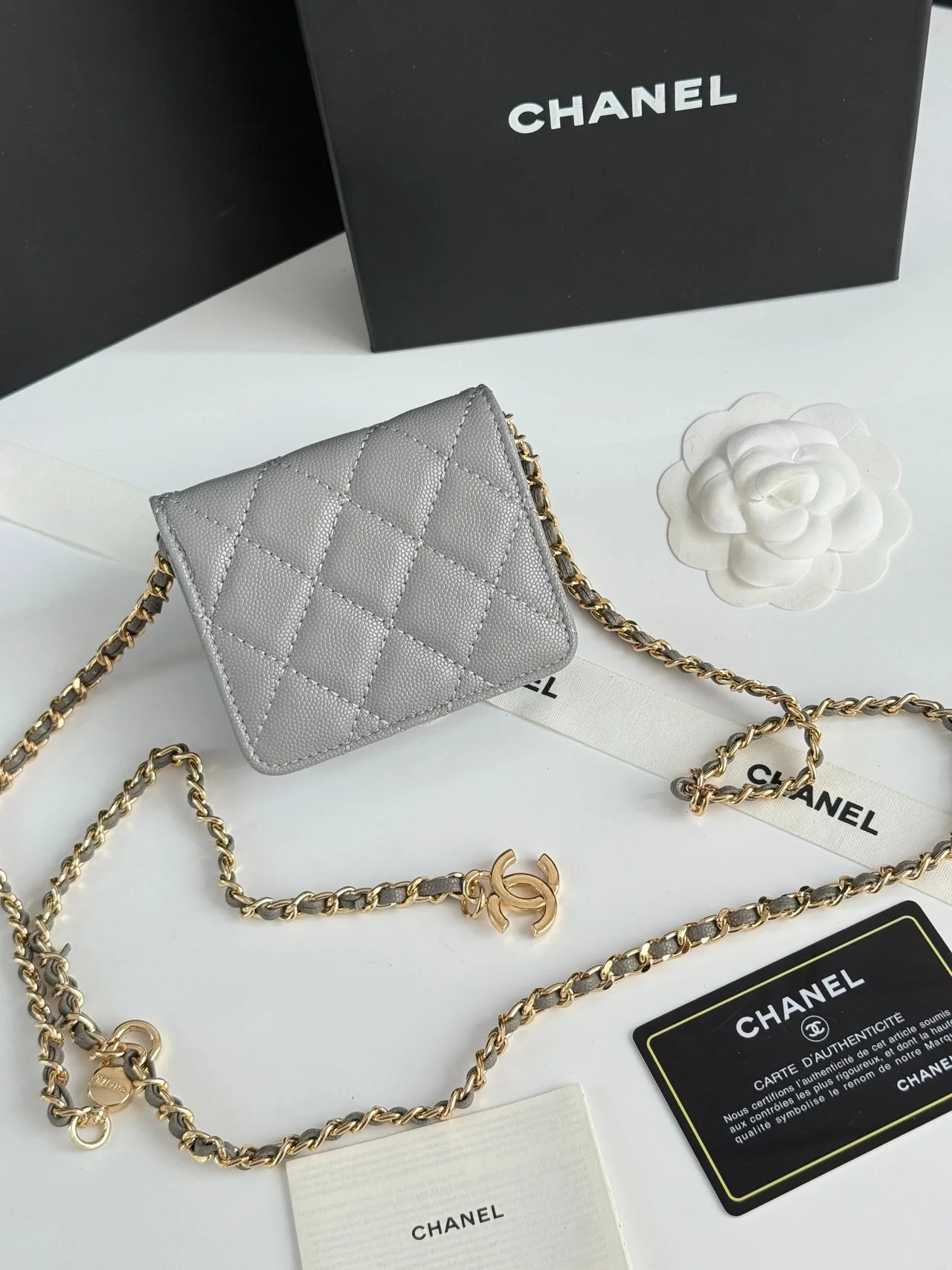 Chanel Quilted Wallet in Grey · view 3