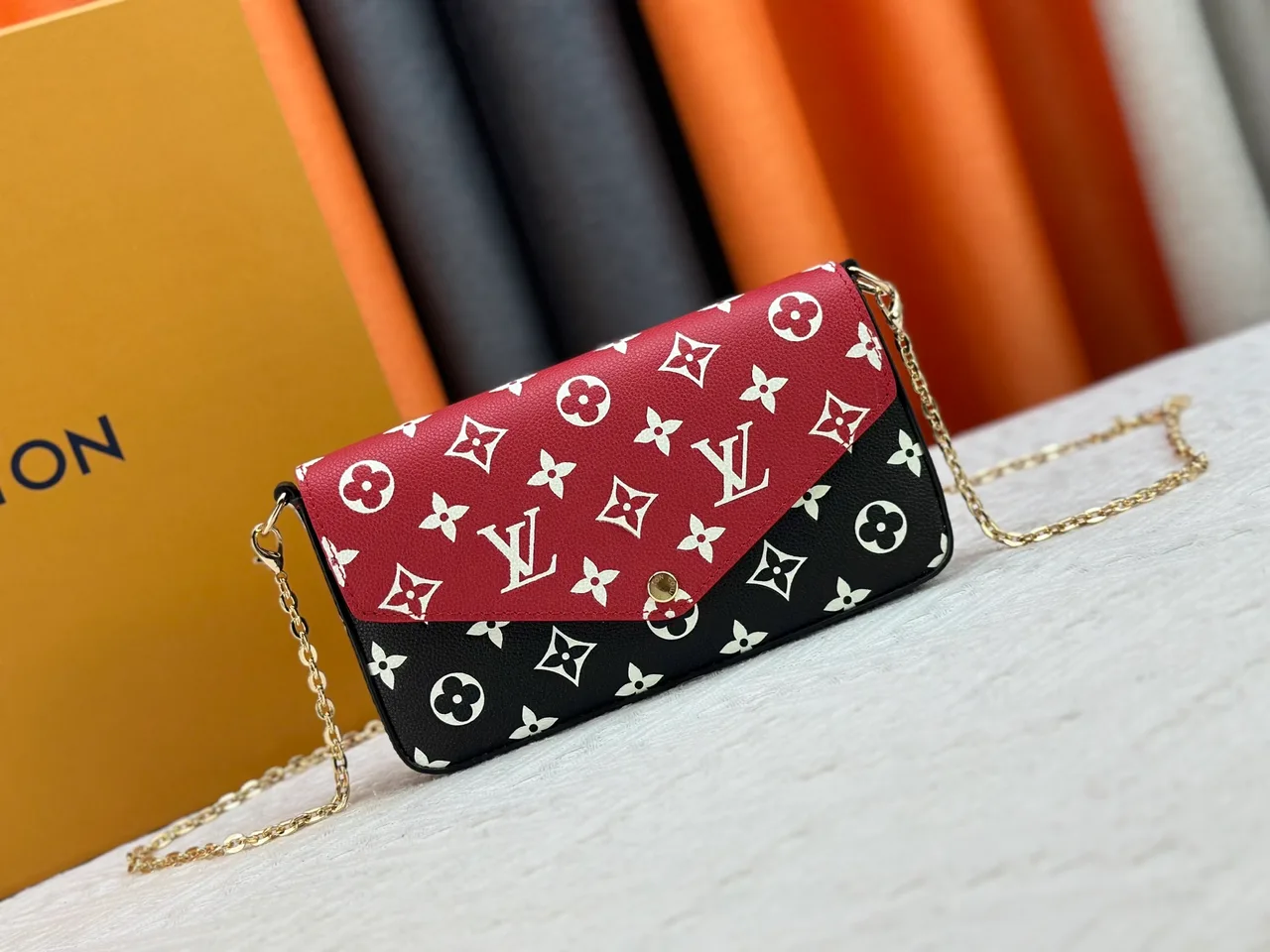 Louis Vuitton Pochette Felicie Monogram Bag in Red & Black · view 1