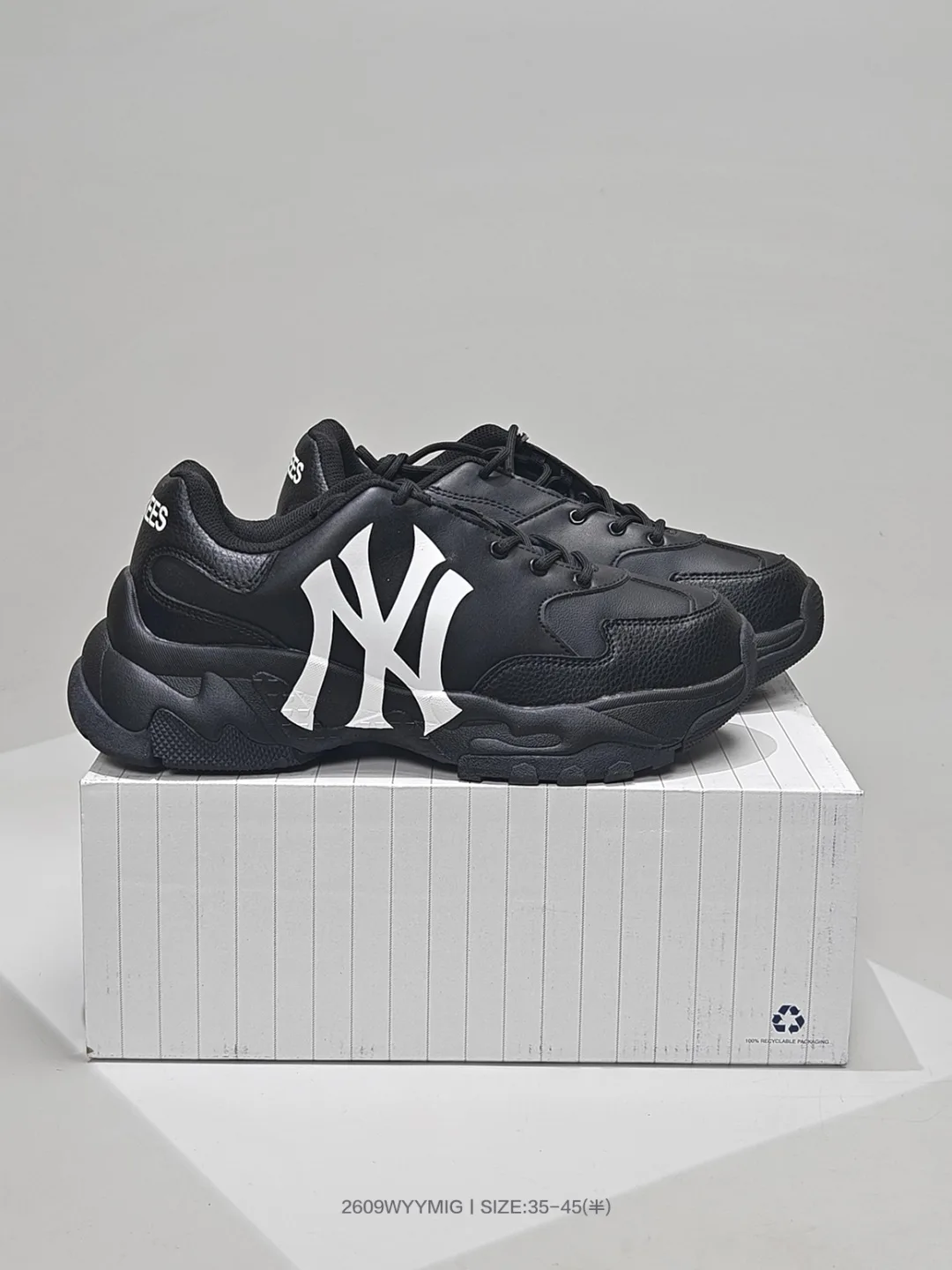 NY and LA Letter Chunky Sneakers in White & Black · view 8