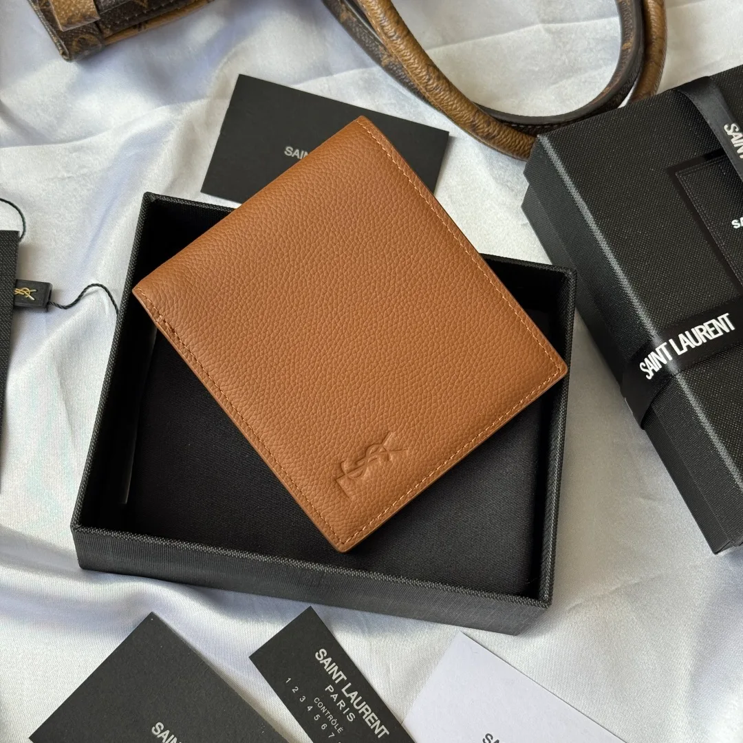 Saint Laurent Smooth Wallet in Tan · view 3