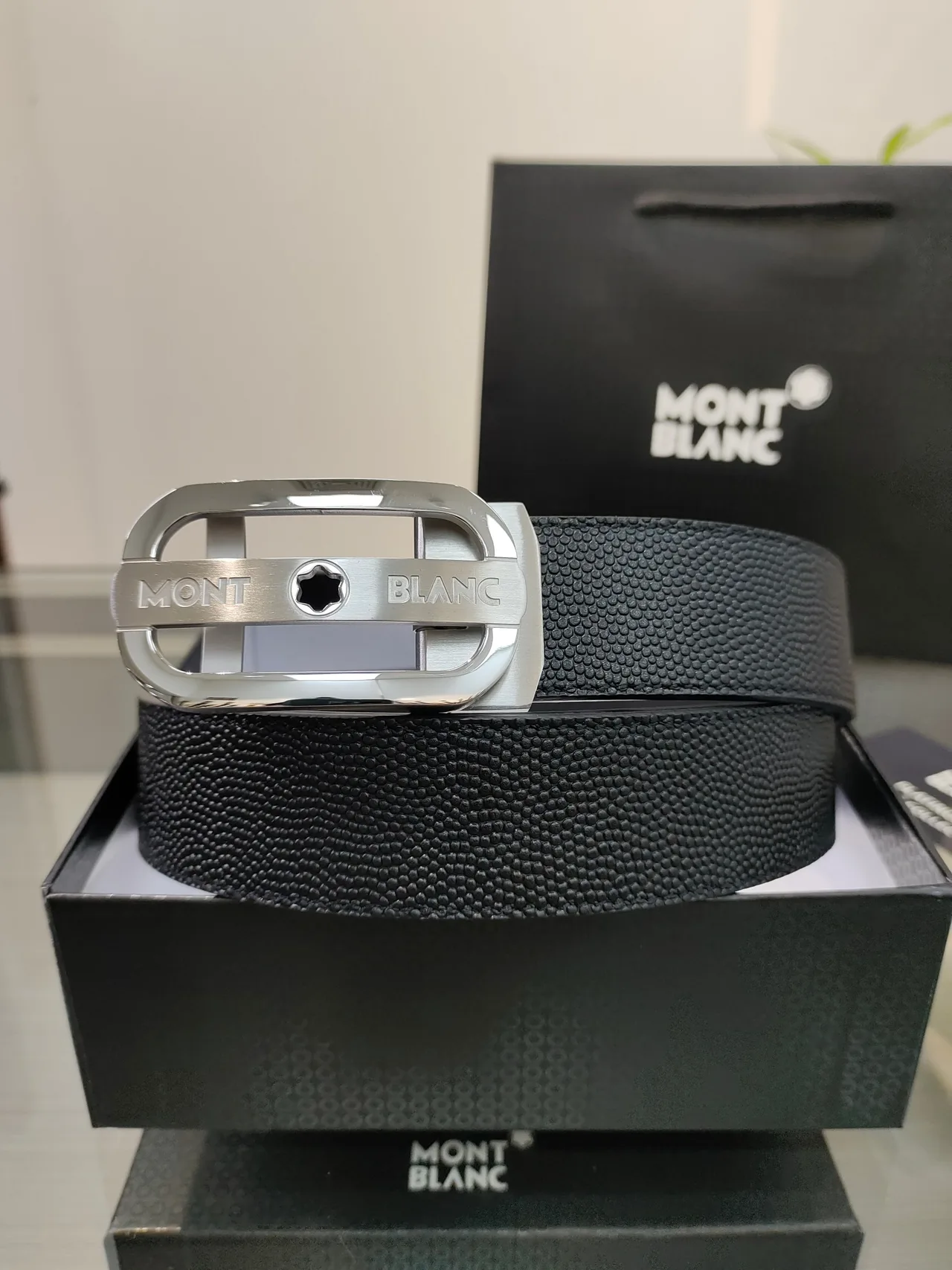 Montblanc Calfskin Belt in Black · view 1