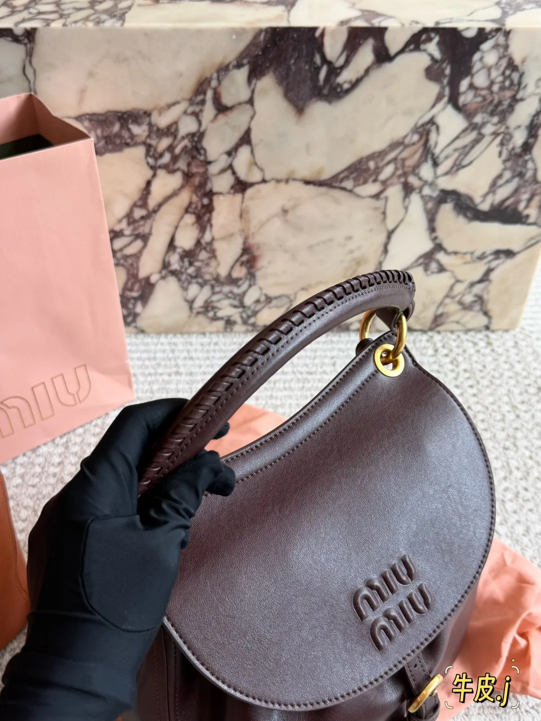 Miu Miu Smooth Hobo Bag in Brown · view 3