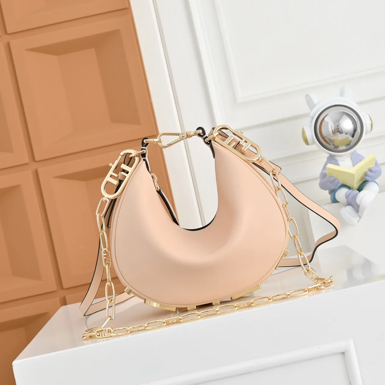 Fendi Crescent Shoulder Bag in Pink · view 1