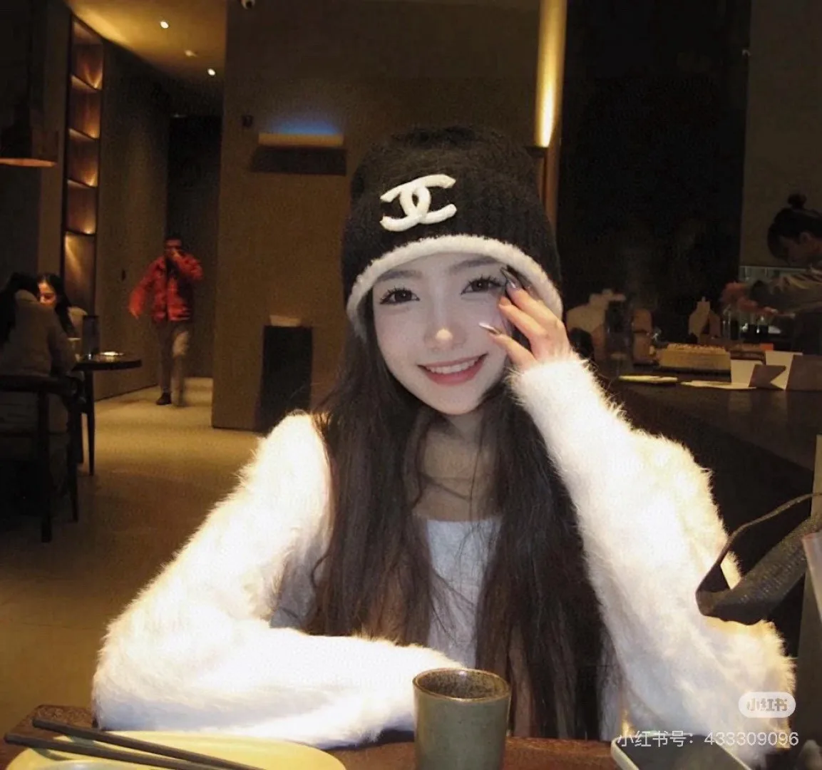 Chanel Ribbed Knit Beanie in Black · view 3