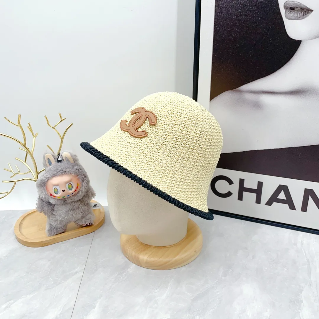 Chanel Woven Bucket Hat in White & Blue & Beige & Brown · view 5