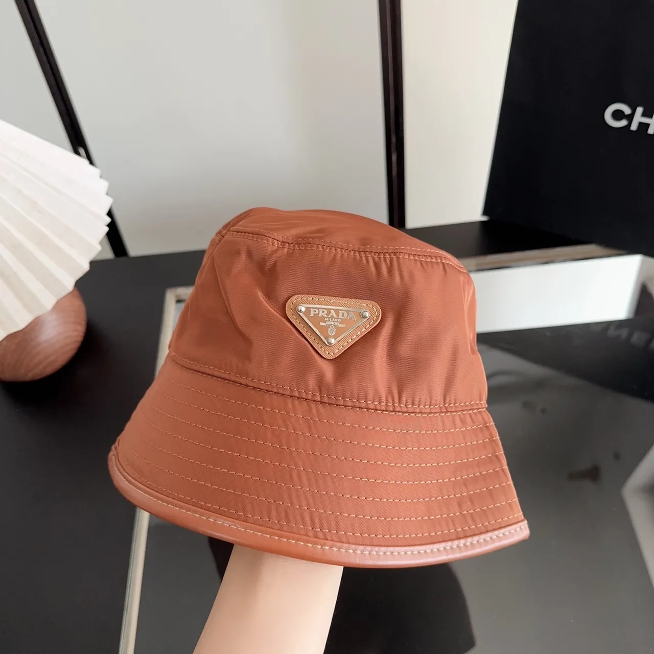 Prada Bucket Hat in Orange · view 2
