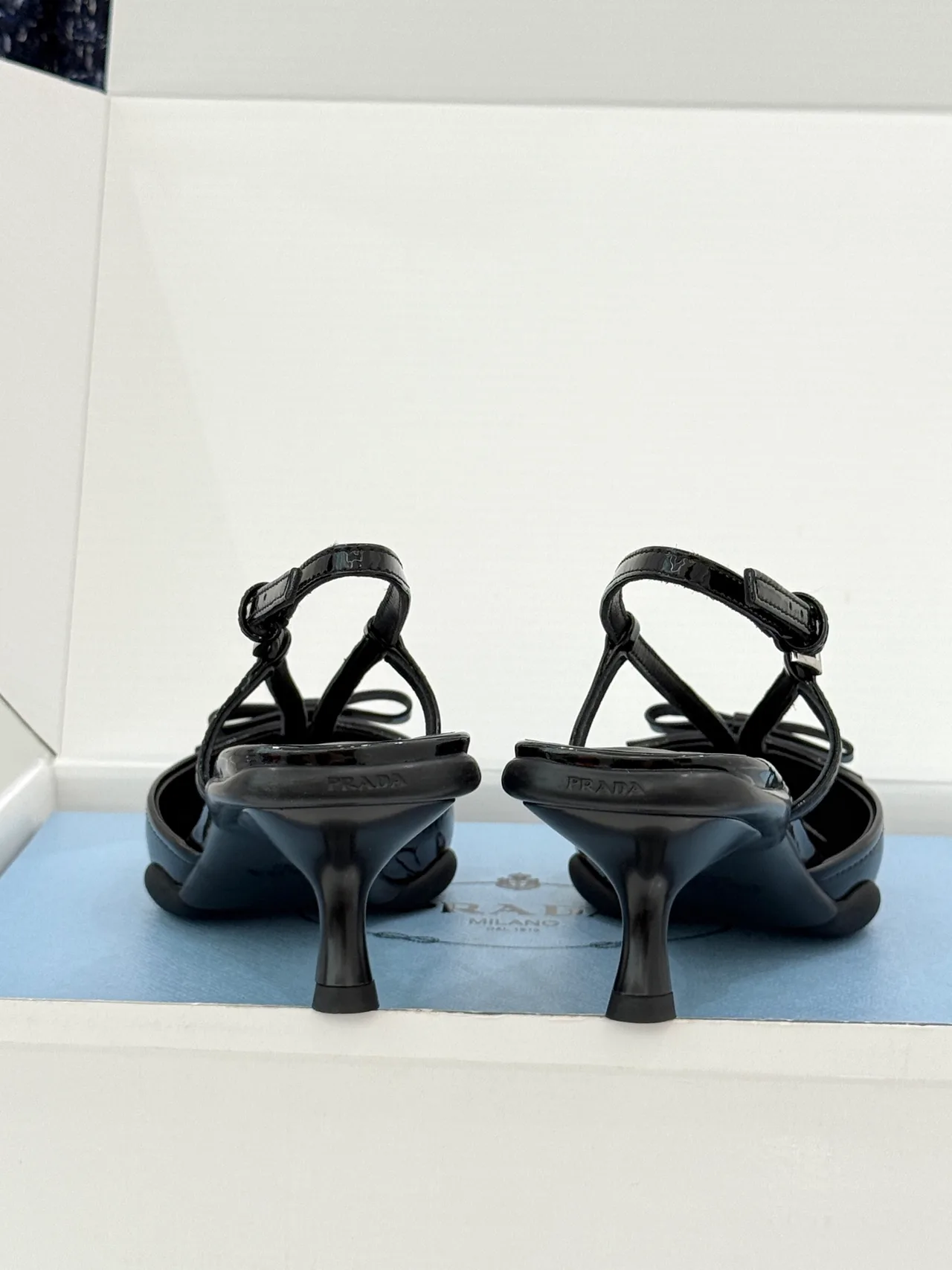 Prada Lambskin Pointed Slingback Pumps in Black · view 6