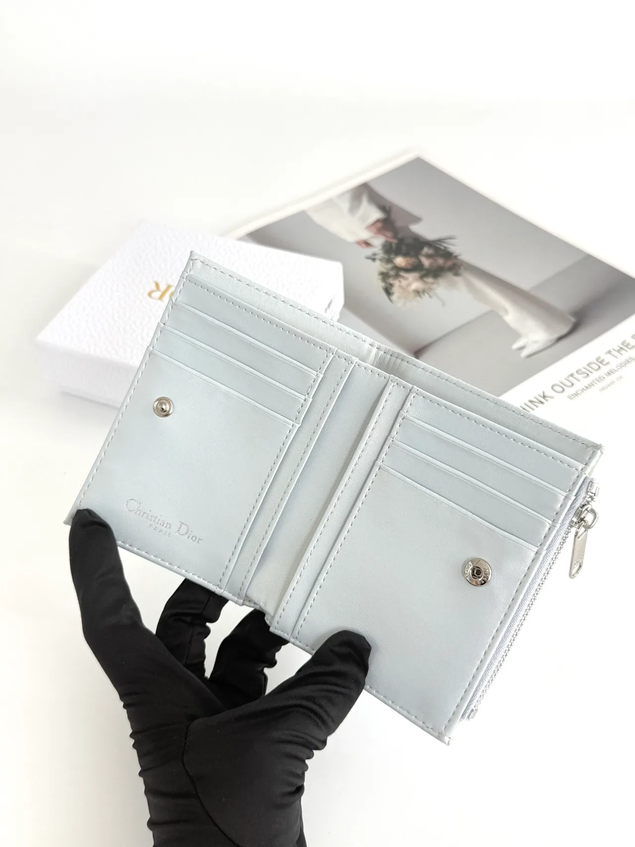 Dior Lambskin Quilted Wallet in Blue · view 6