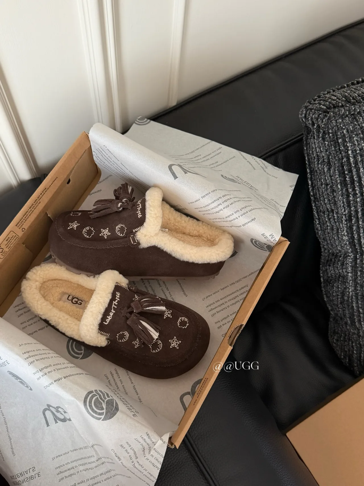 UGG Cowhide Slippers in Brown · view 3