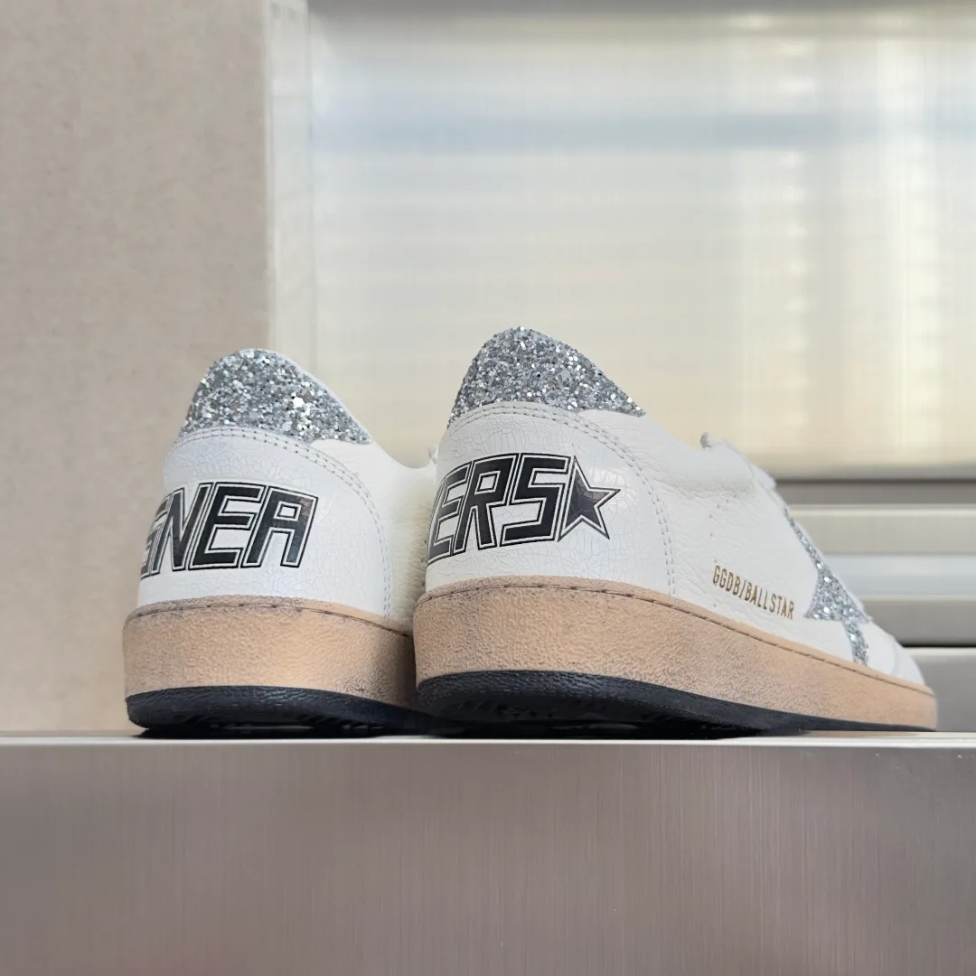 Golden Goose Cowhide Ball Star Sneakers in White · view 8