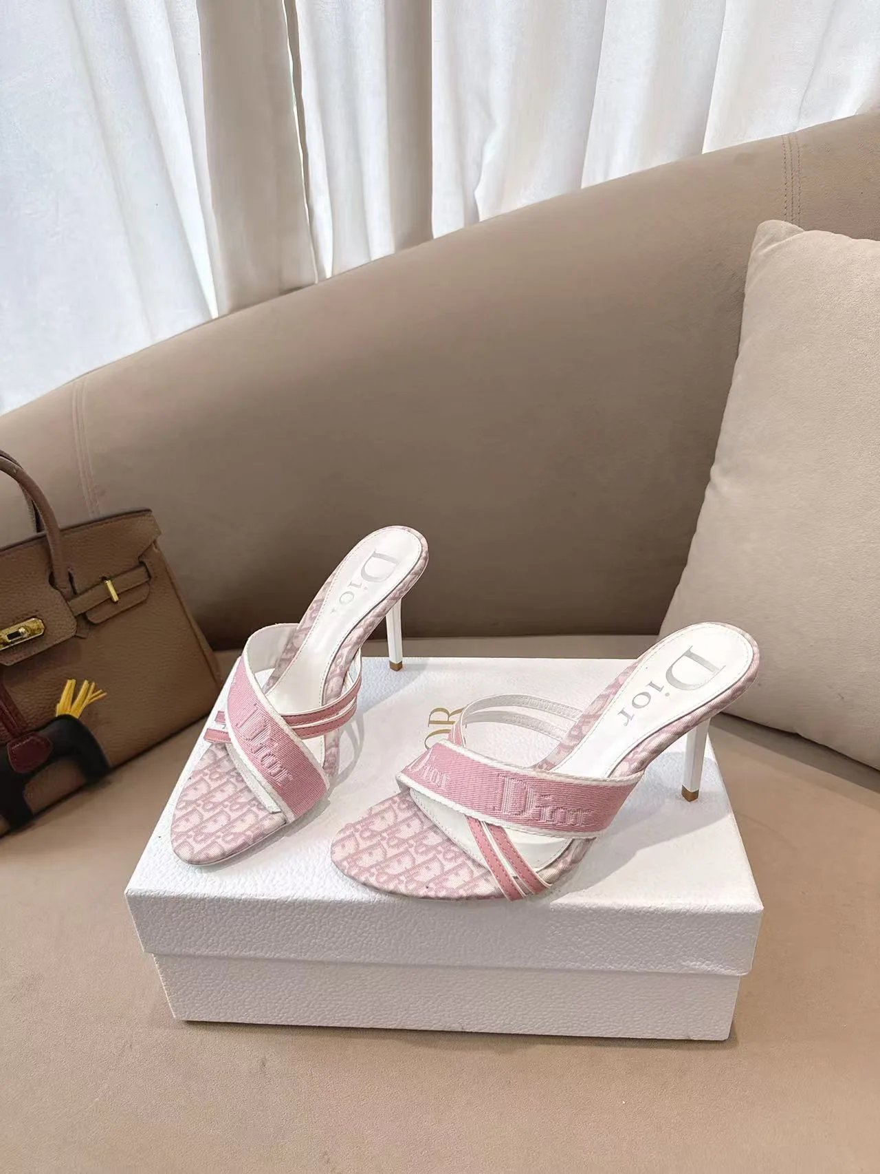 Dior Sheepskin Mules in Pink · view 3