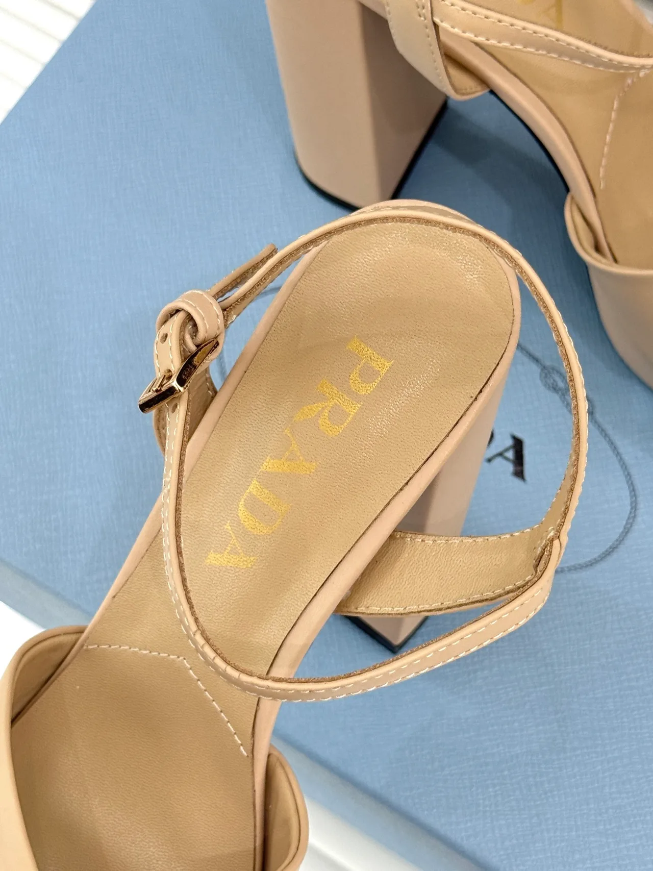 Prada Denim Sandals in Beige · view 8