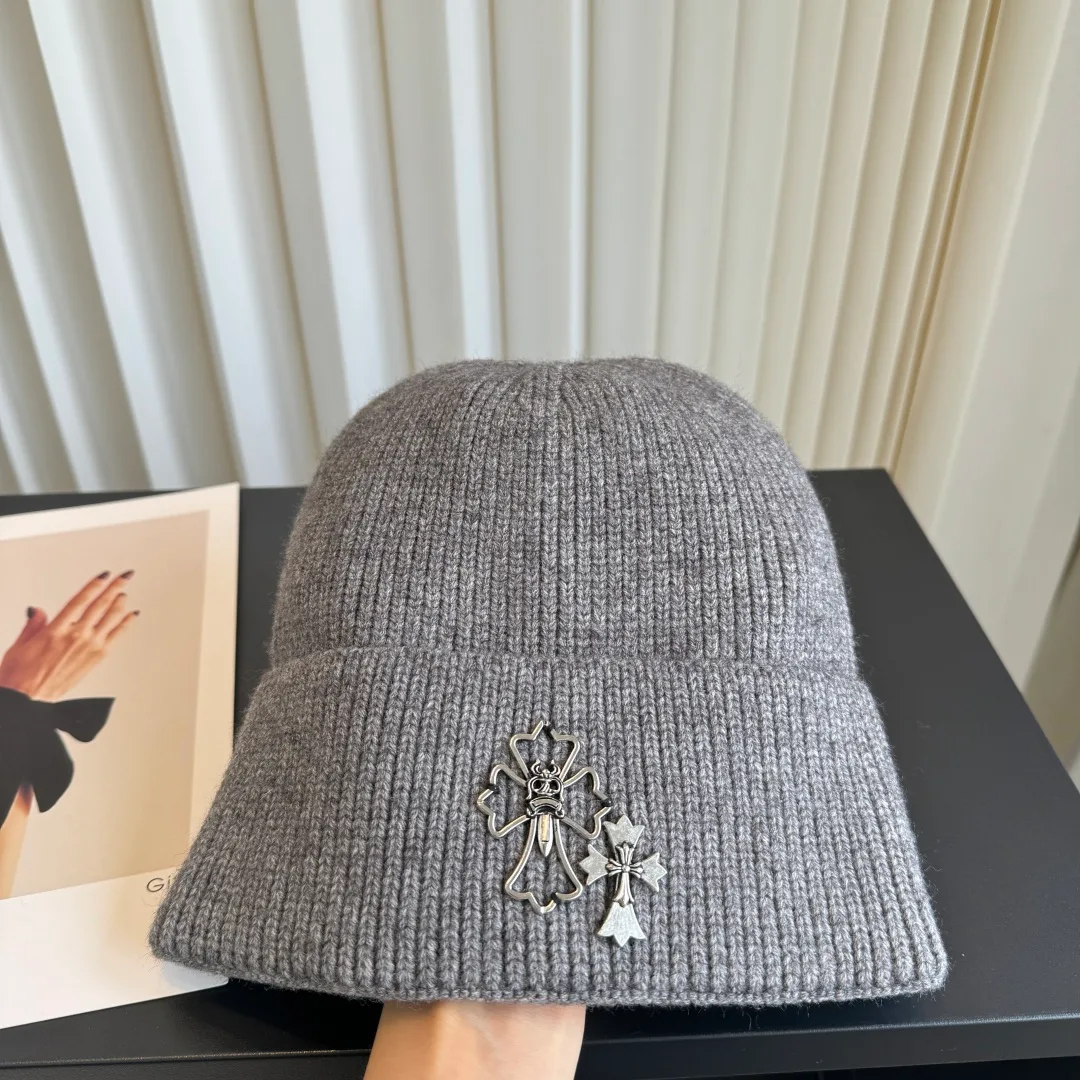 Chrome Hearts Ribbed Beanie in Grey · view 4
