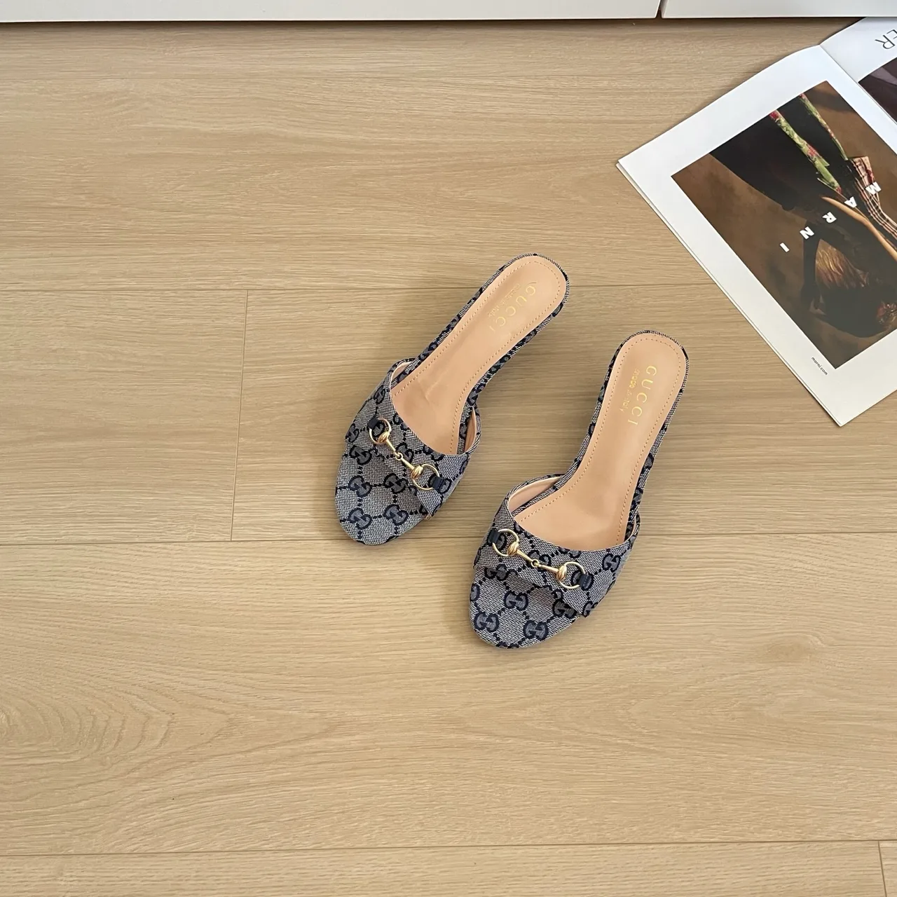 Gucci Heeled Mules in Blue · view 2