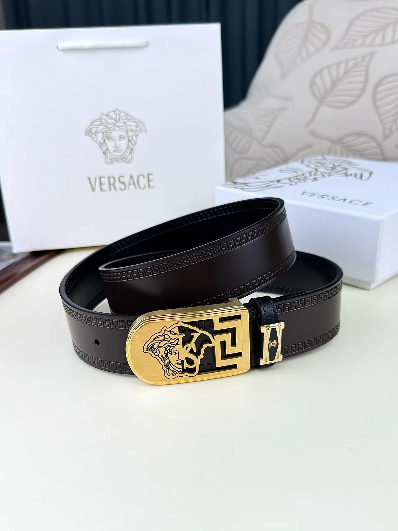 Versace Medusa Belt in Brown · view 1