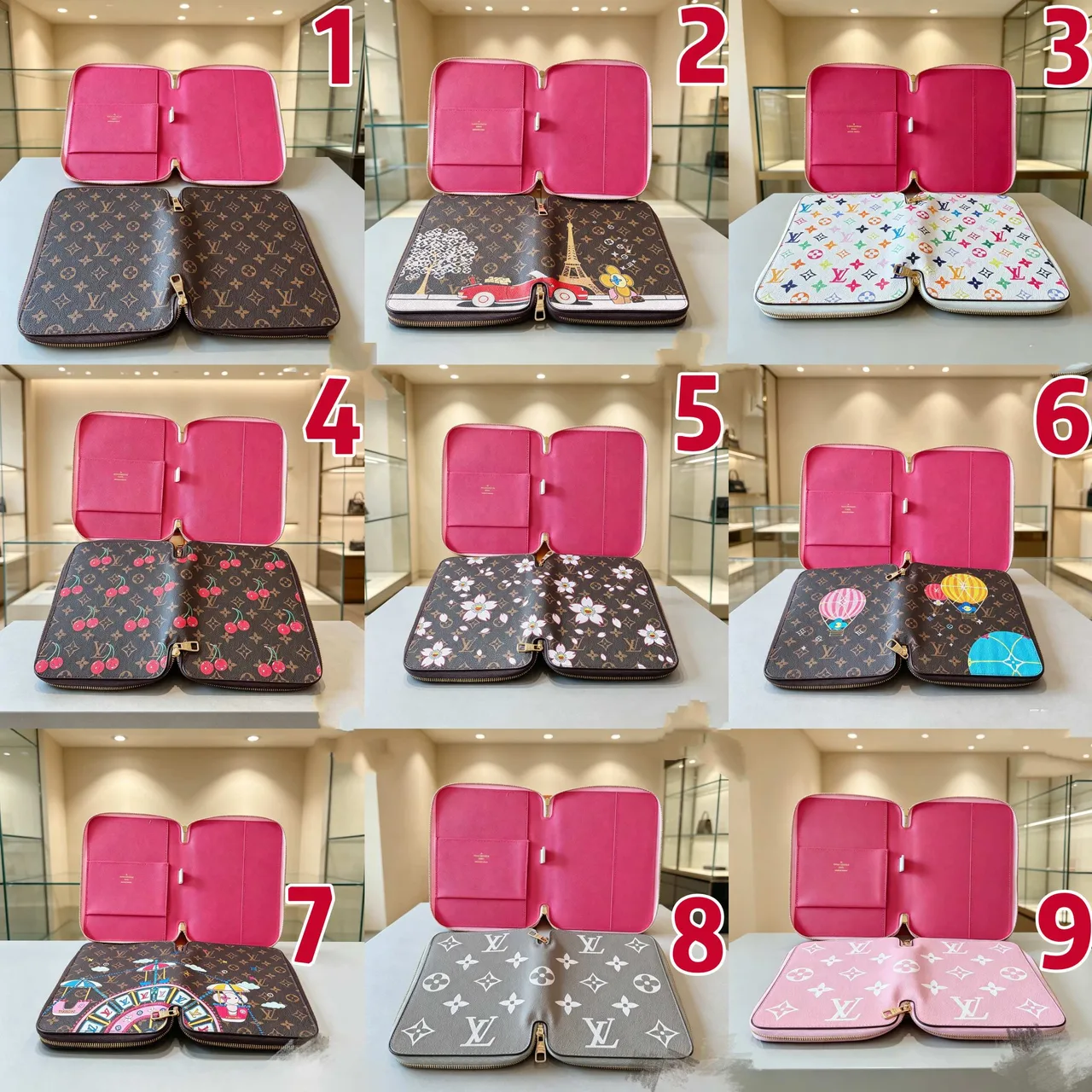 Louis Vuitton Zip Organizer in Brown & White & Grey & Pink · view 4