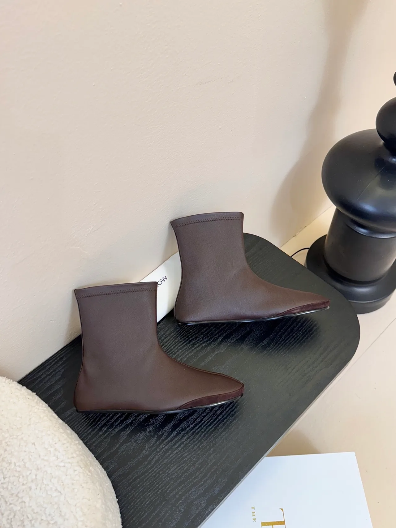 The Row Sheepskin Round-Toe Boots in Brown · view 4