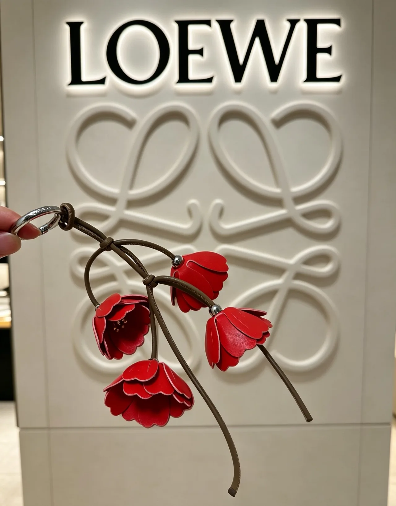 Loewe Leather Rose Bouquet Bag Charm in Red · view 3
