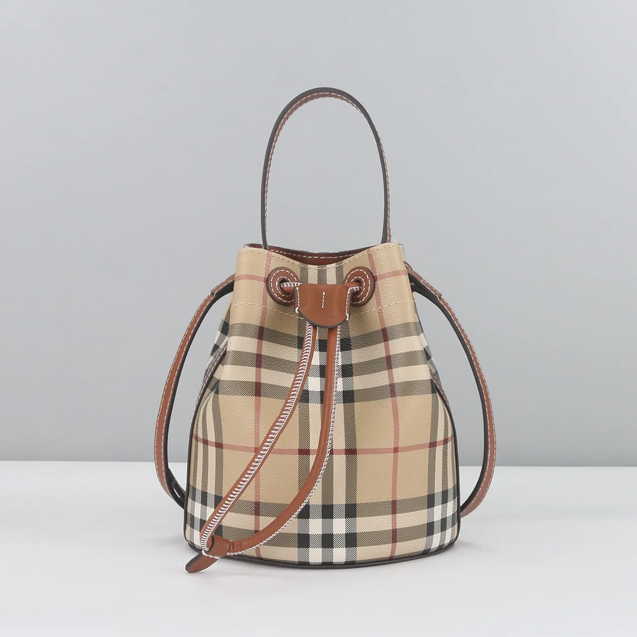 Burberry Check Bucket Bag in Beige · view 1