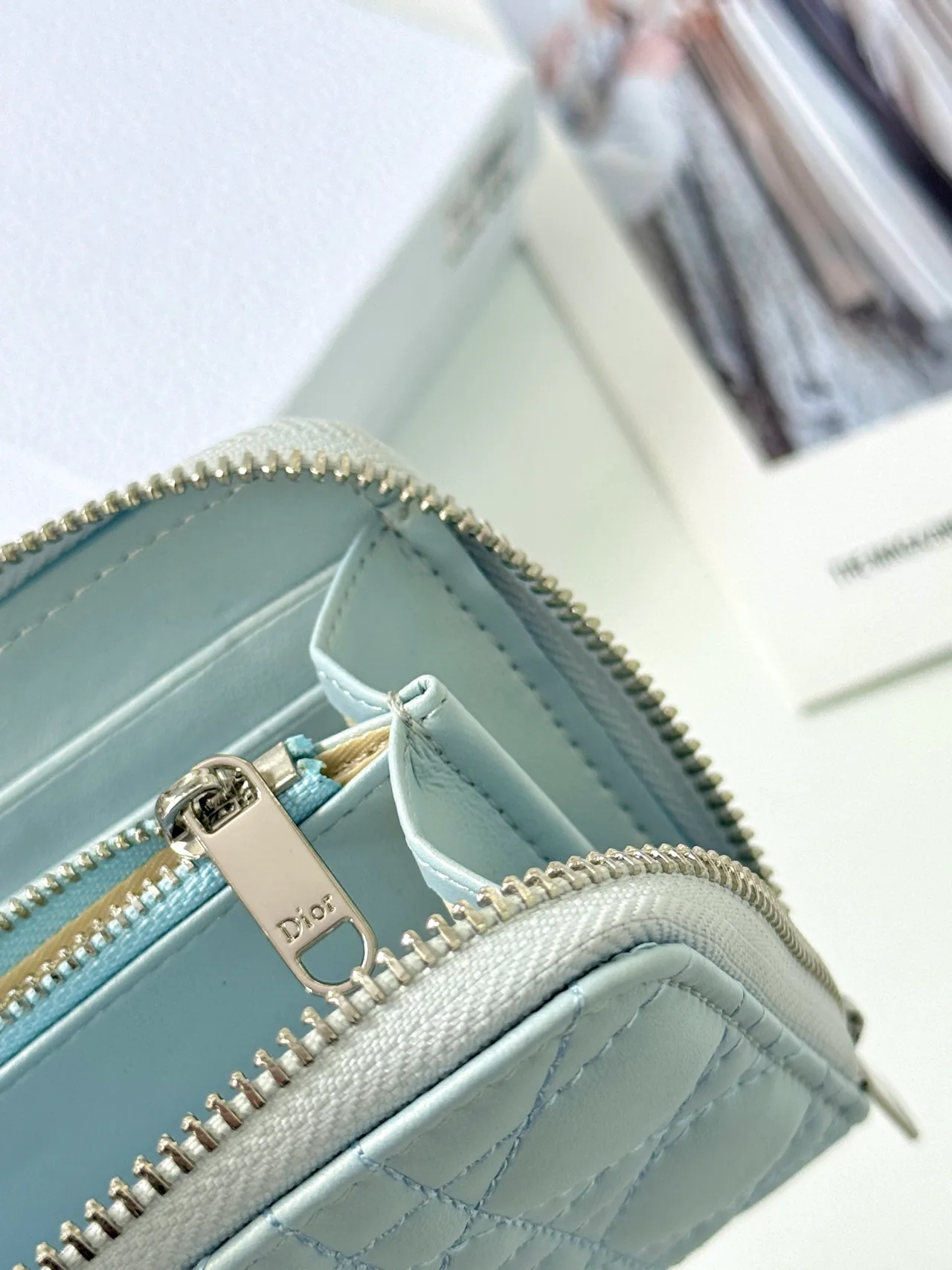 Dior Lambskin Quilted Wallet in Blue · view 6