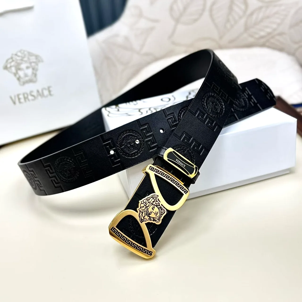 Versace Medusa Buckle Belt in Black · view 3