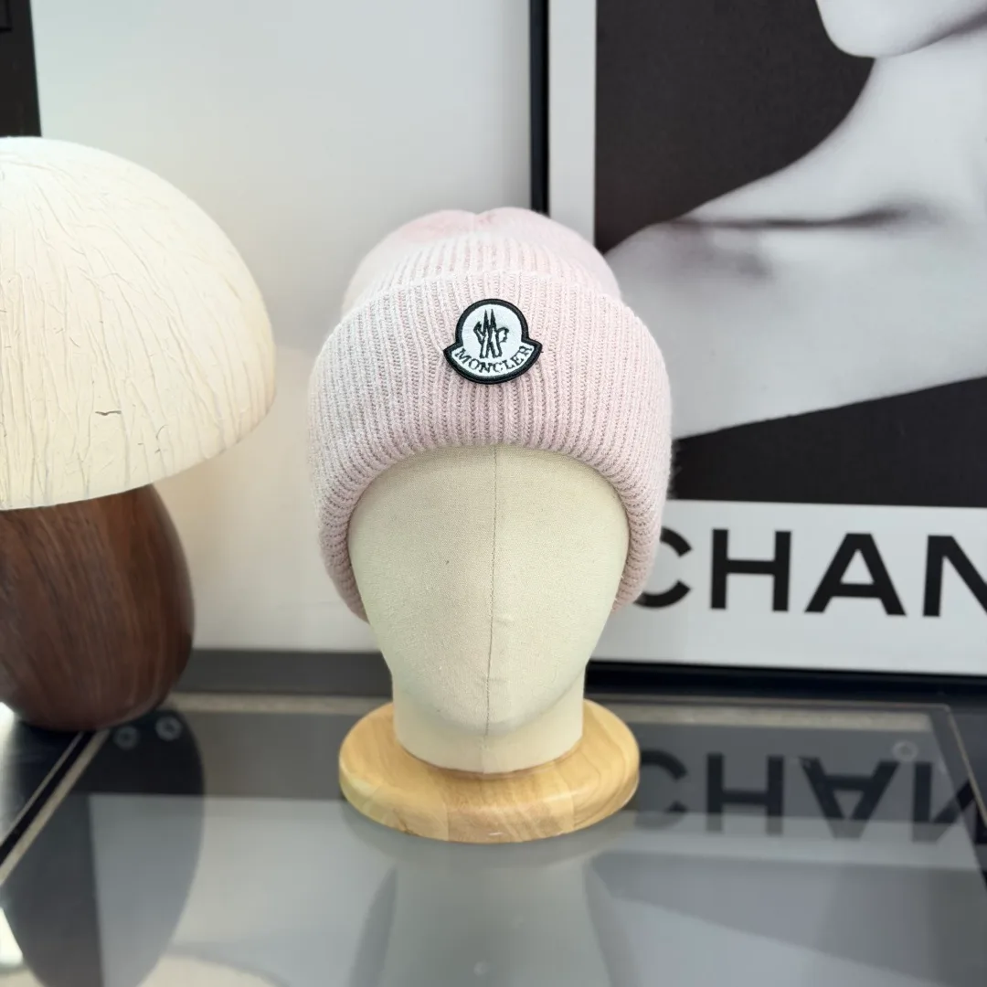 Moncler Ribbed Beanie in Pink · view 3
