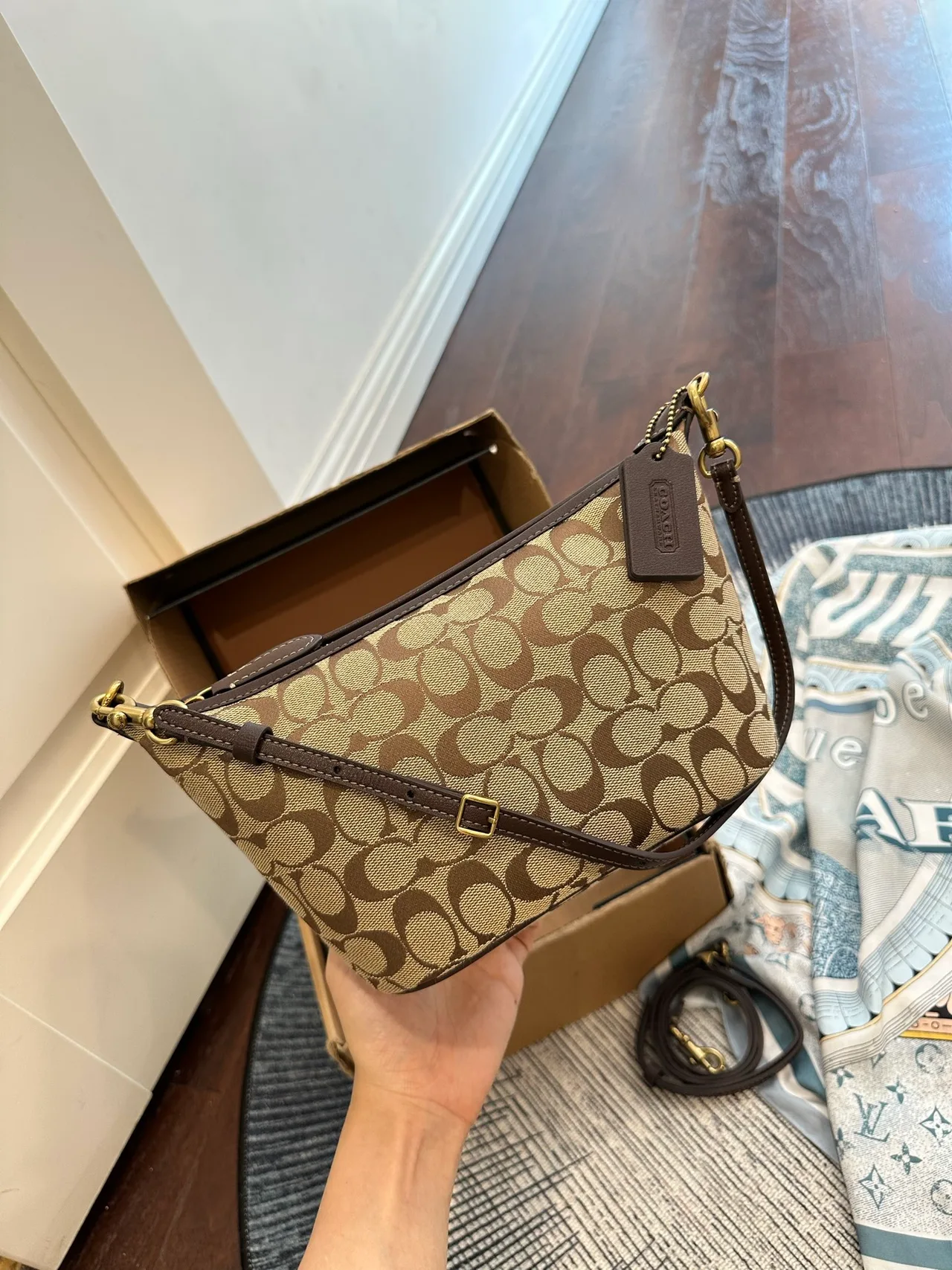 Coach Leather Hobo Bag in Beige · view 2