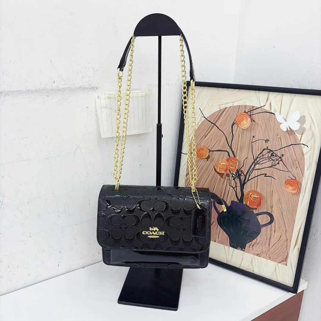 Coach Chain Flap Bag in Tan & Brown & Green & White & Red & Black · view 6