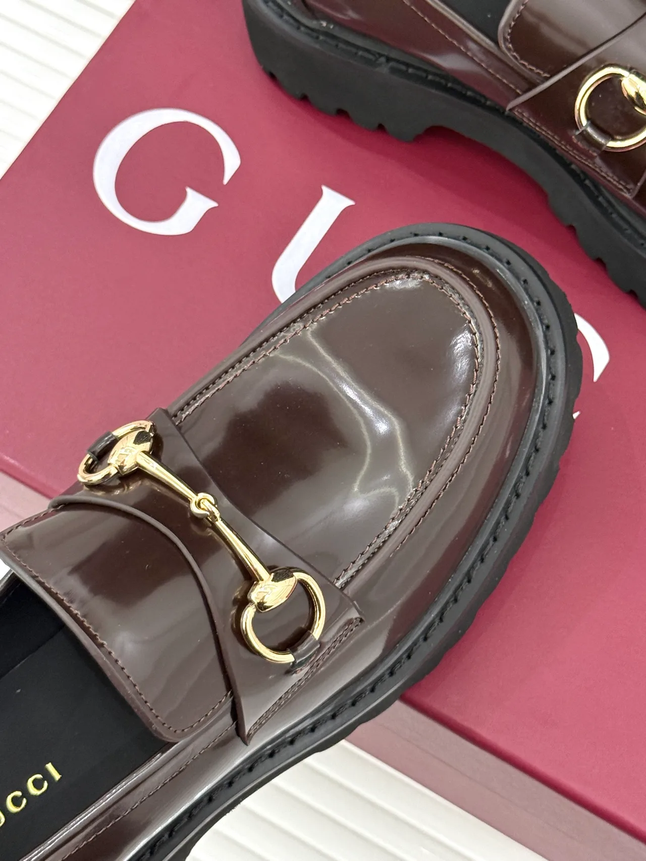 Gucci Horsebit Lug Loafers in Brown · view 7
