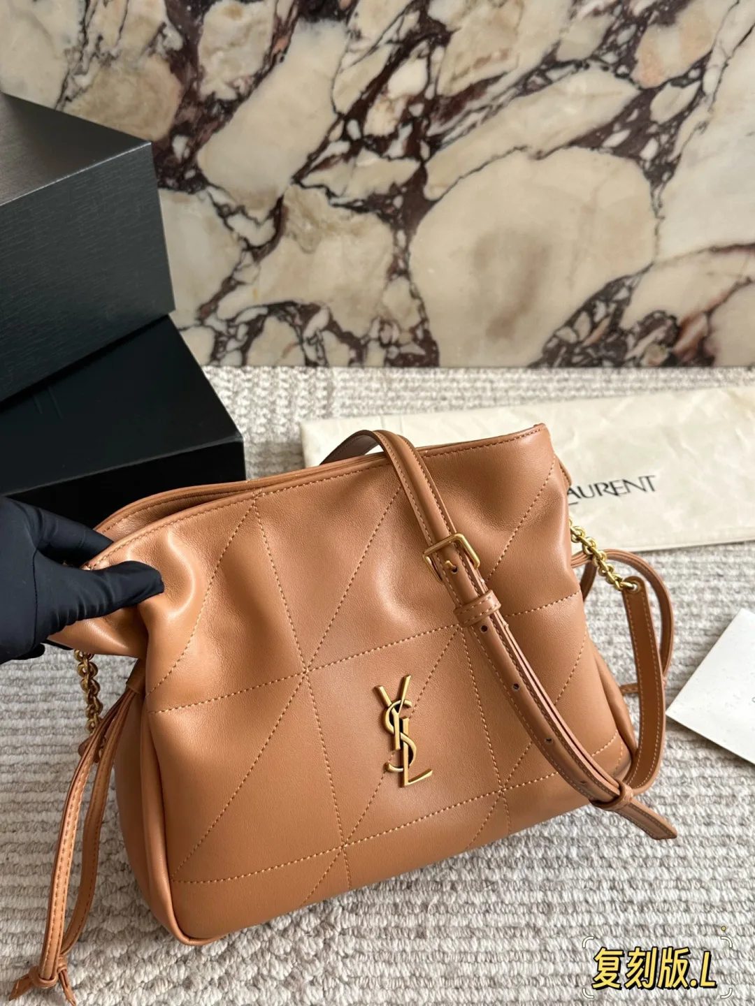Saint Laurent Bucket Bag in Black / Burgundy / White / Brown · view 4