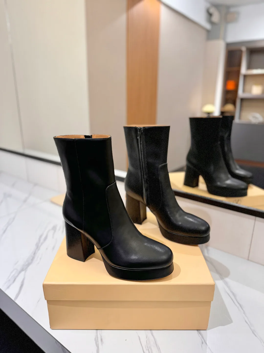 Valentino Cowhide Boots in Black · view 1