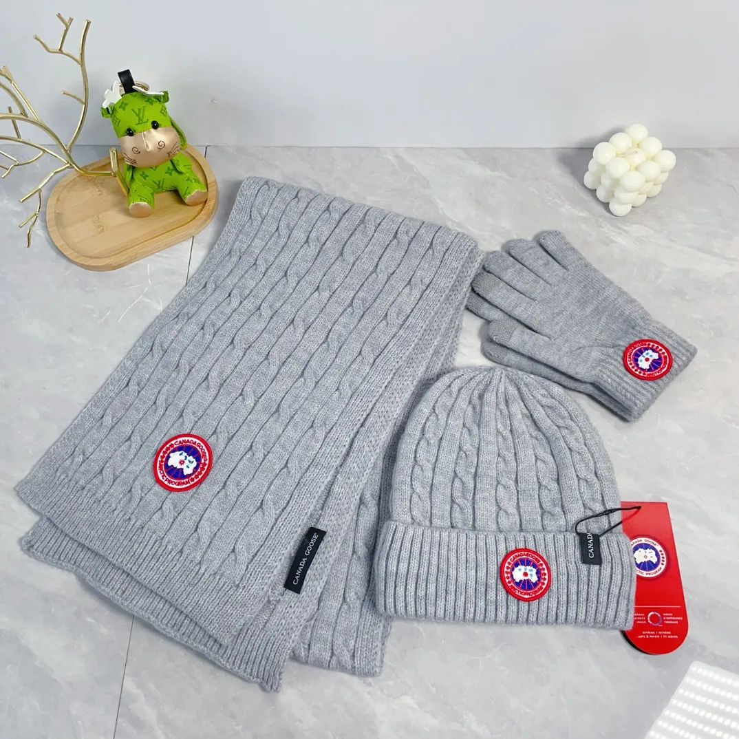 Canada Goose Wool Hat Scarf and Gloves Set in Grey · view 1