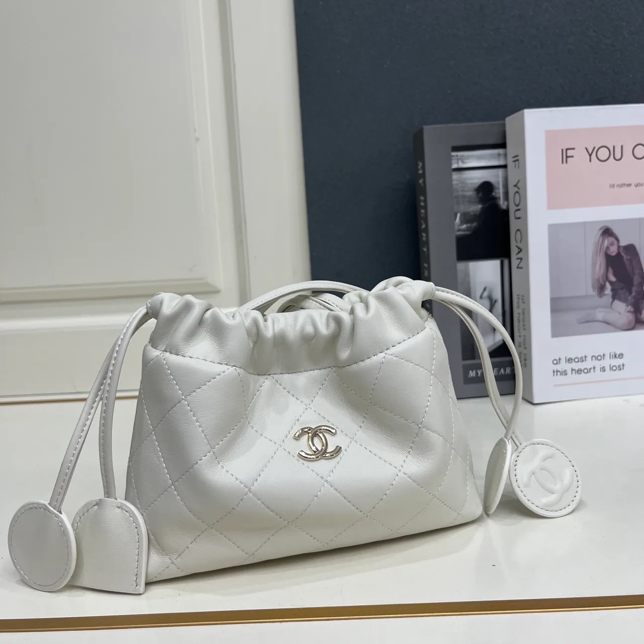 Chanel Quilted Crossbody Bag in White · view 4