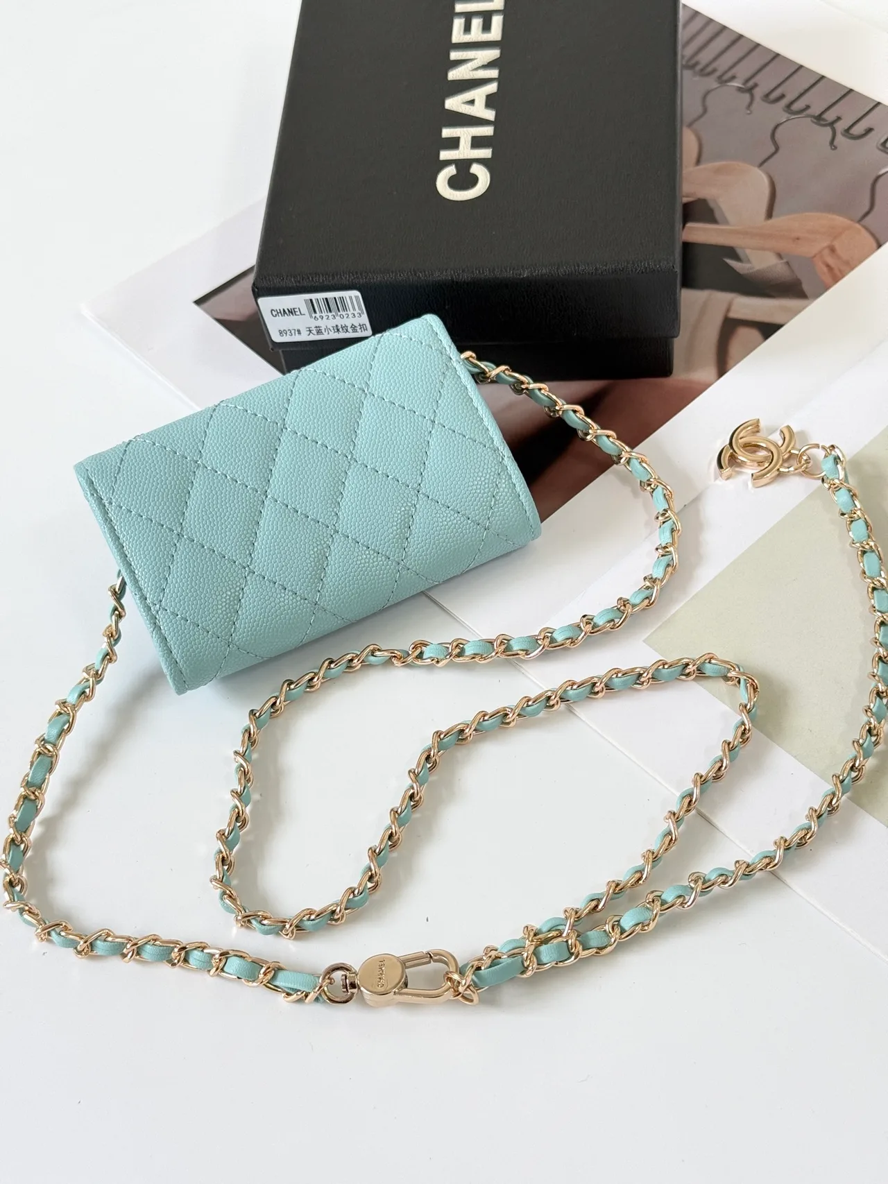 Chanel Quilted Wallet in Blue · view 2