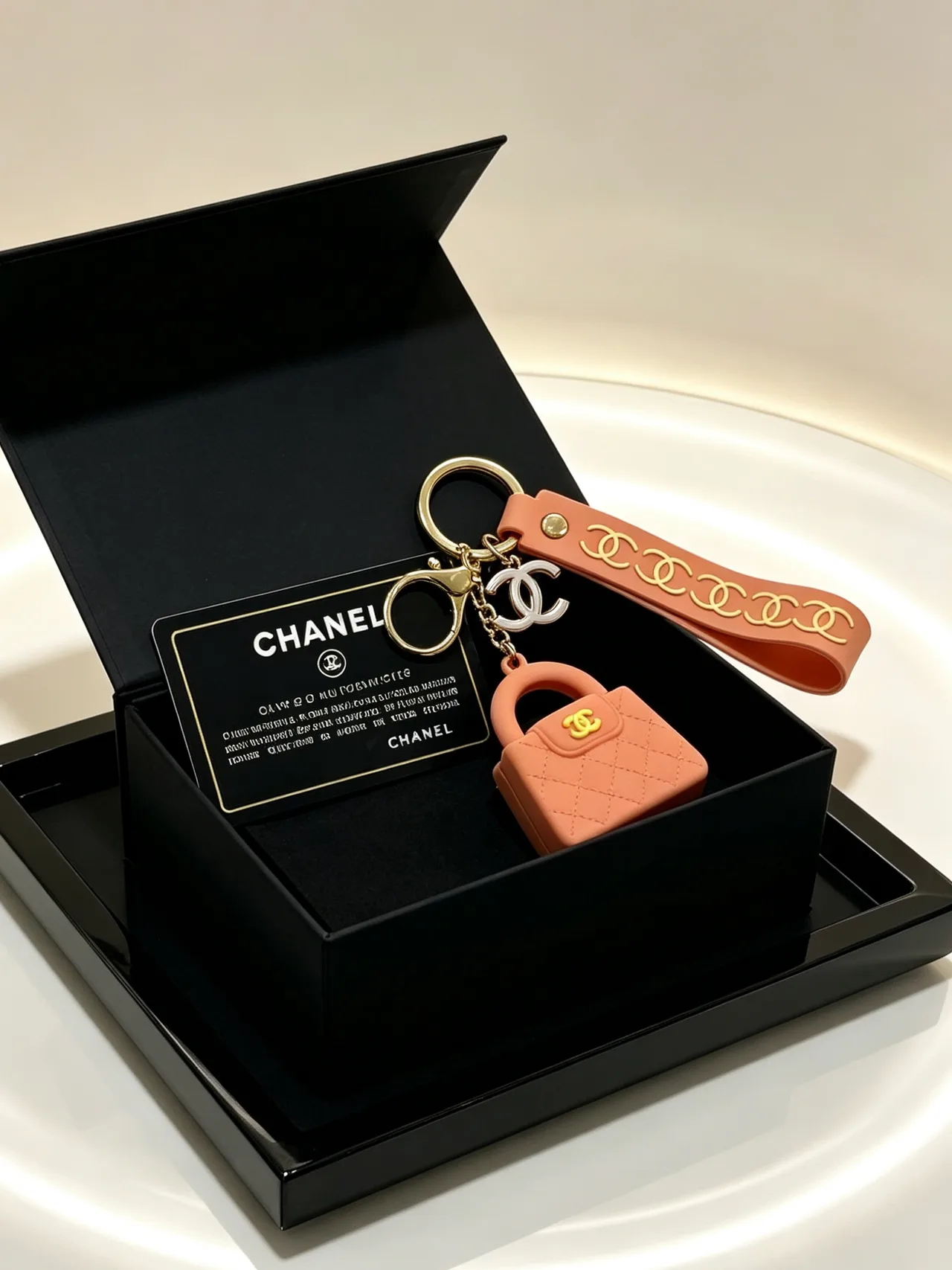 Chanel Quilted Mini Bag Keychain in Pink · view 3